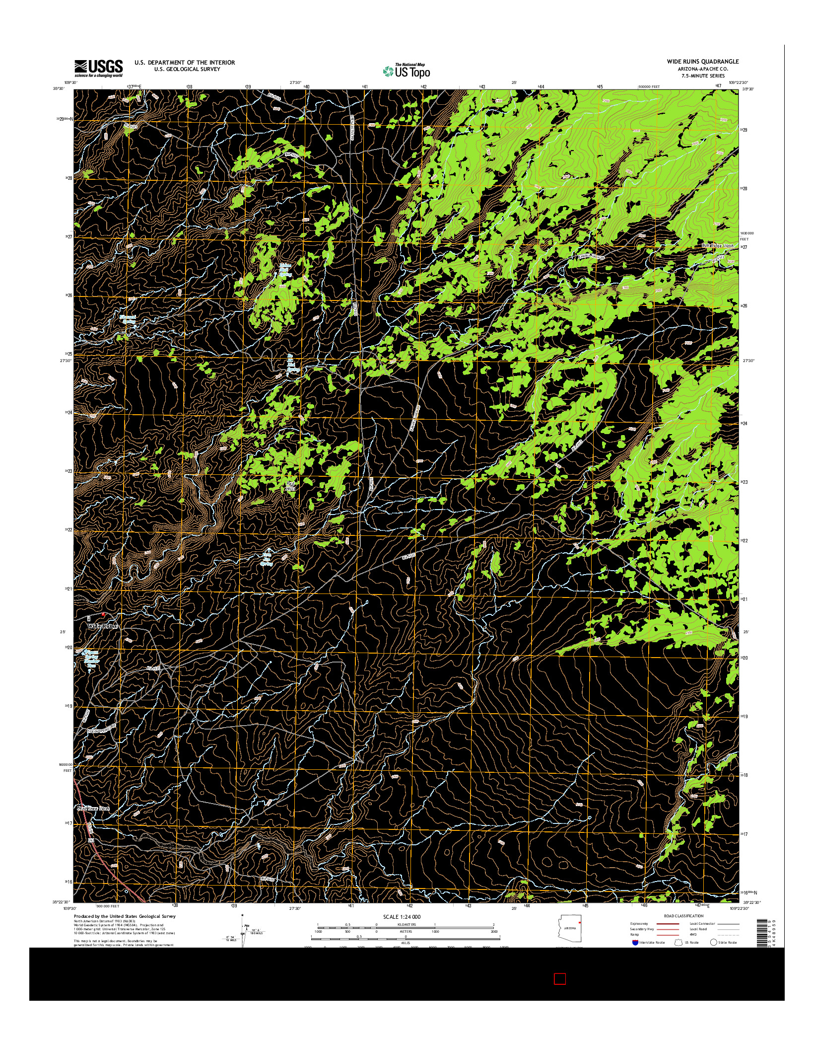 USGS US TOPO 7.5-MINUTE MAP FOR WIDE RUINS, AZ 2014