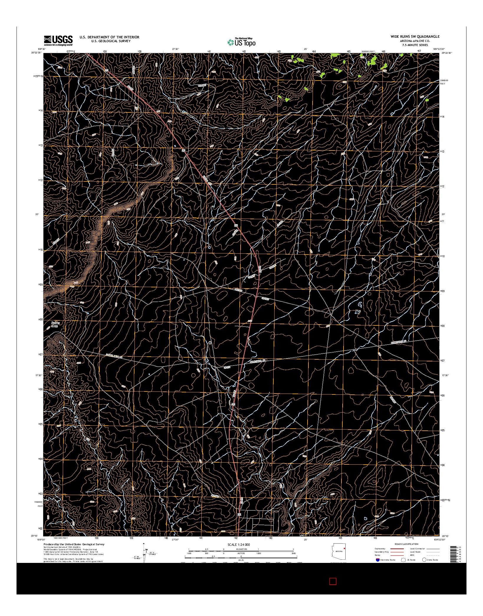 USGS US TOPO 7.5-MINUTE MAP FOR WIDE RUINS SW, AZ 2014