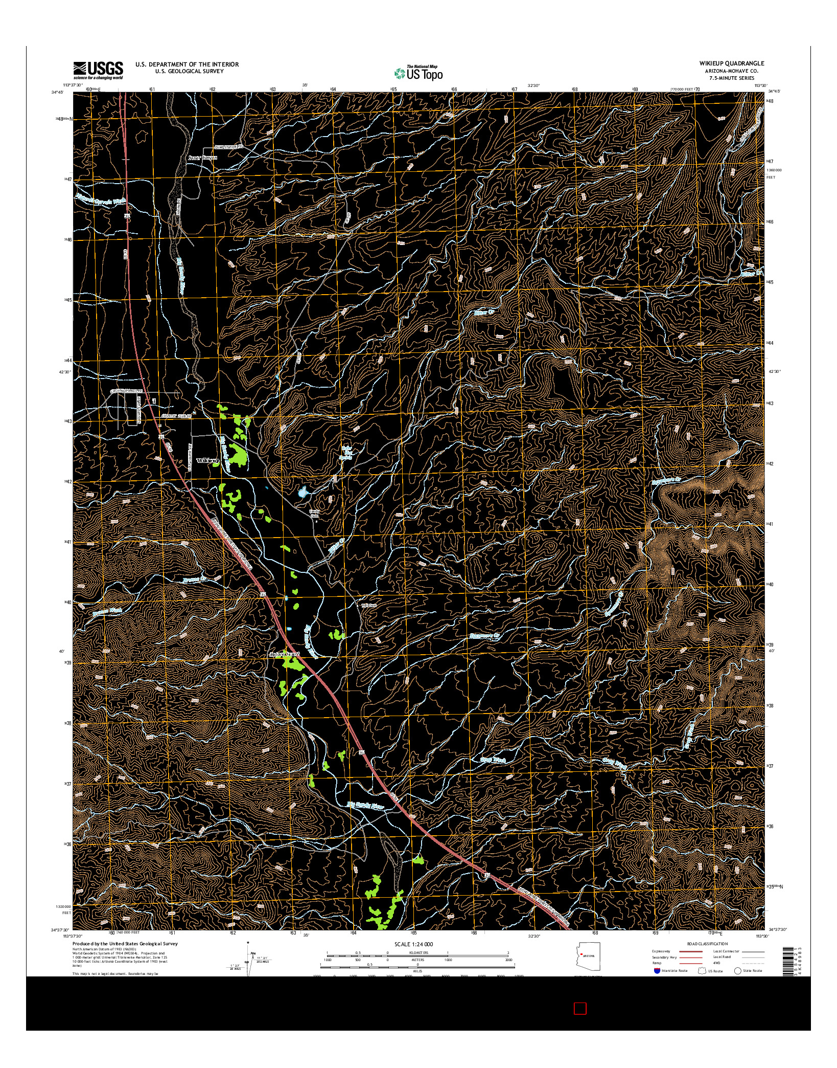 USGS US TOPO 7.5-MINUTE MAP FOR WIKIEUP, AZ 2014