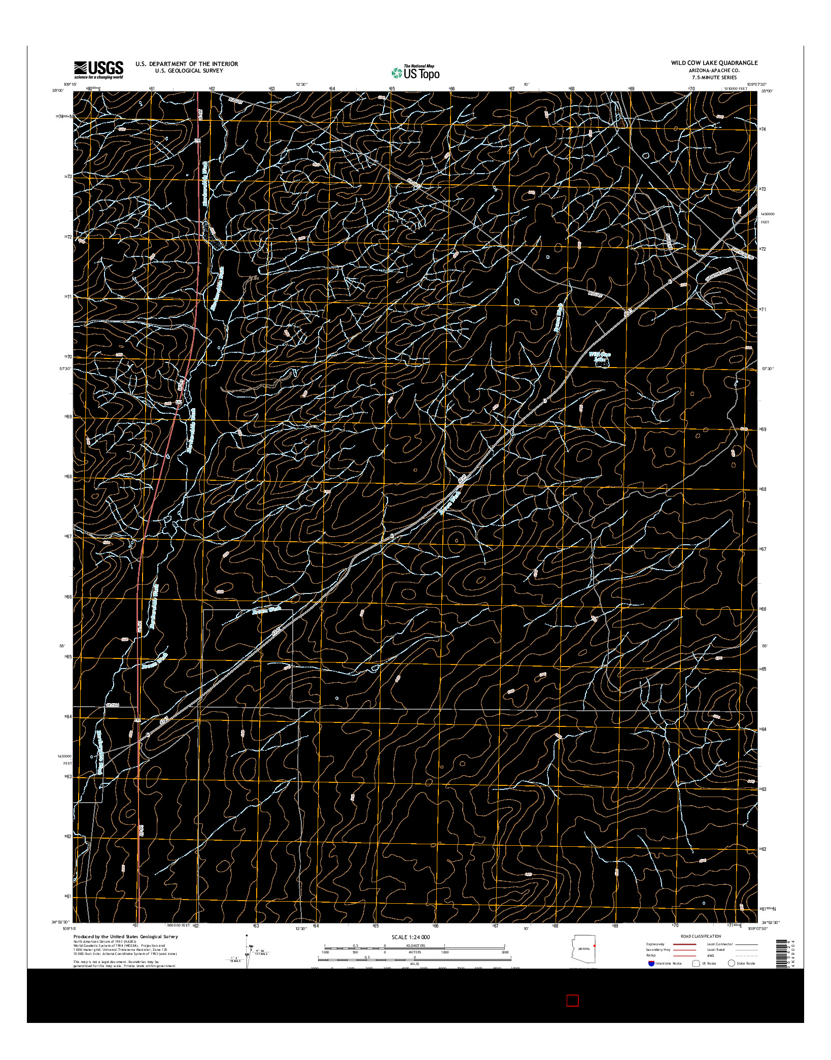 USGS US TOPO 7.5-MINUTE MAP FOR WILD COW LAKE, AZ 2014