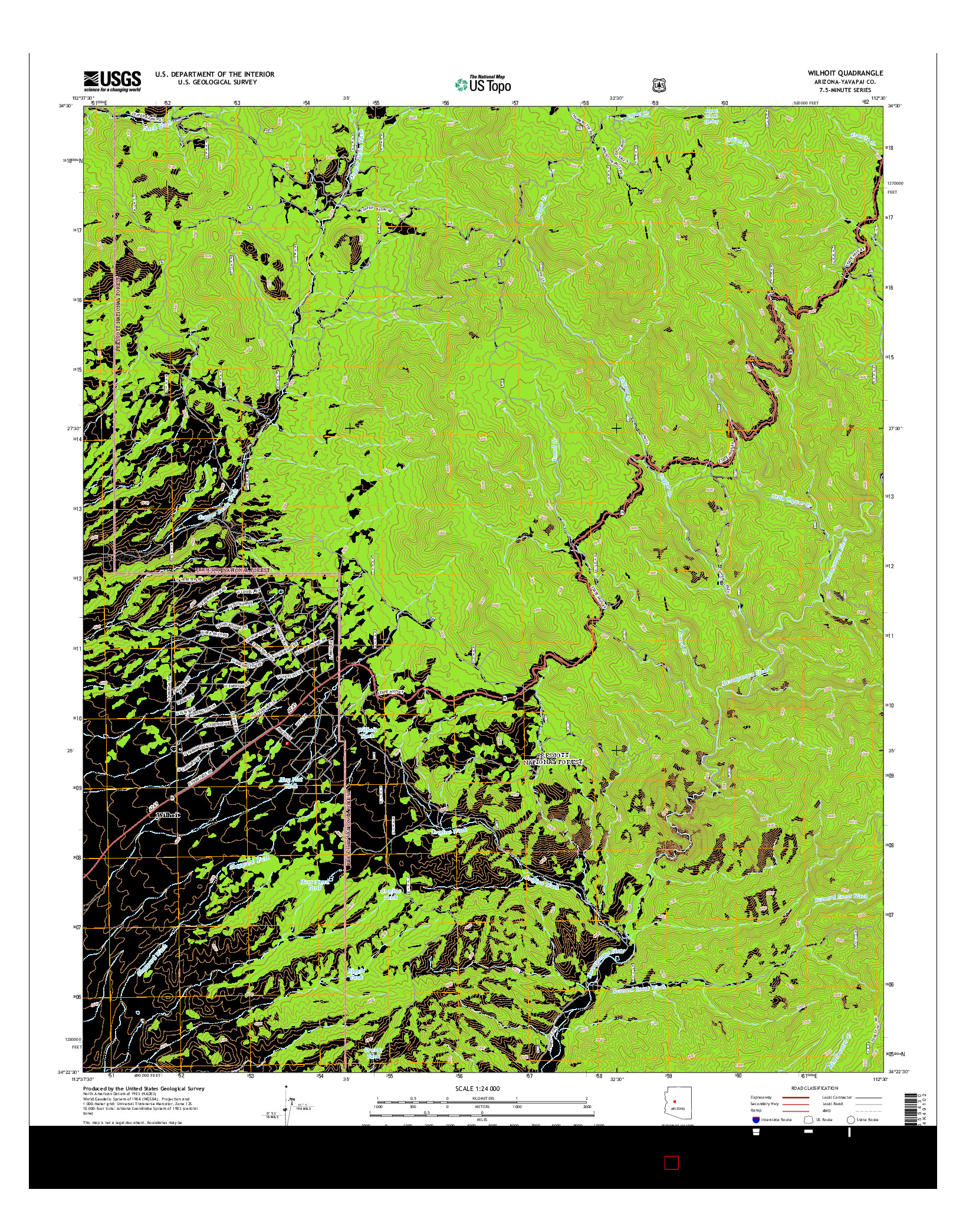 USGS US TOPO 7.5-MINUTE MAP FOR WILHOIT, AZ 2014