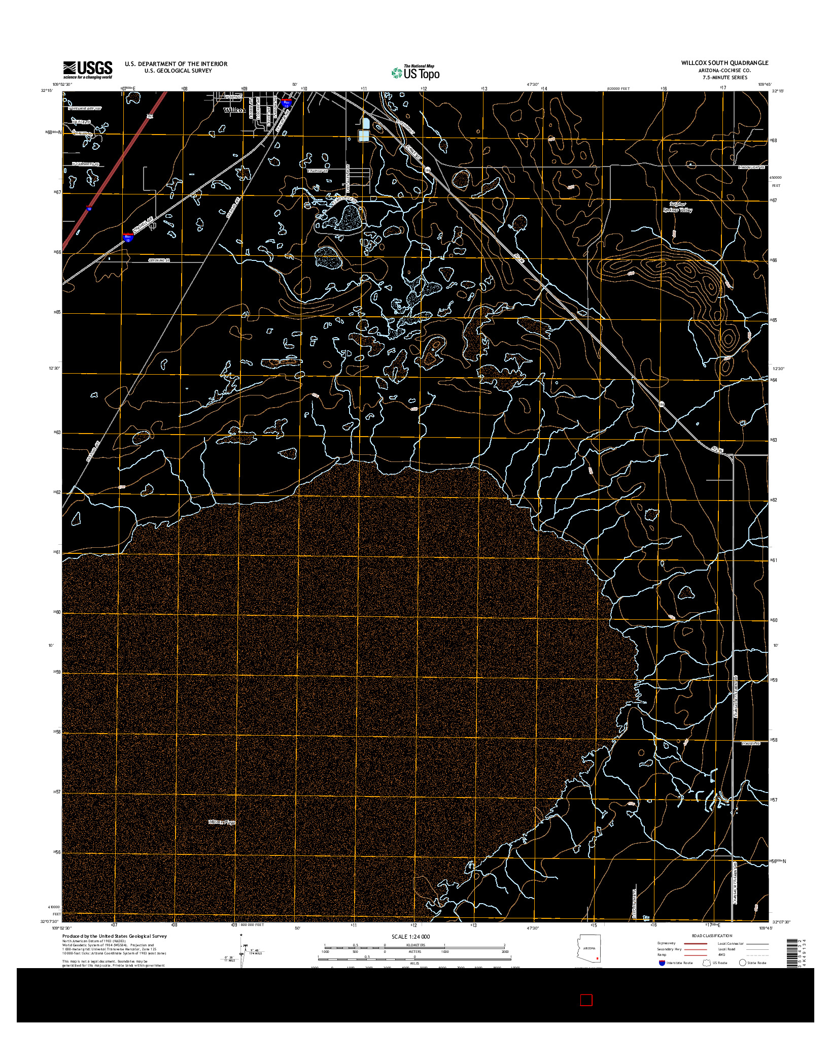 USGS US TOPO 7.5-MINUTE MAP FOR WILLCOX SOUTH, AZ 2014