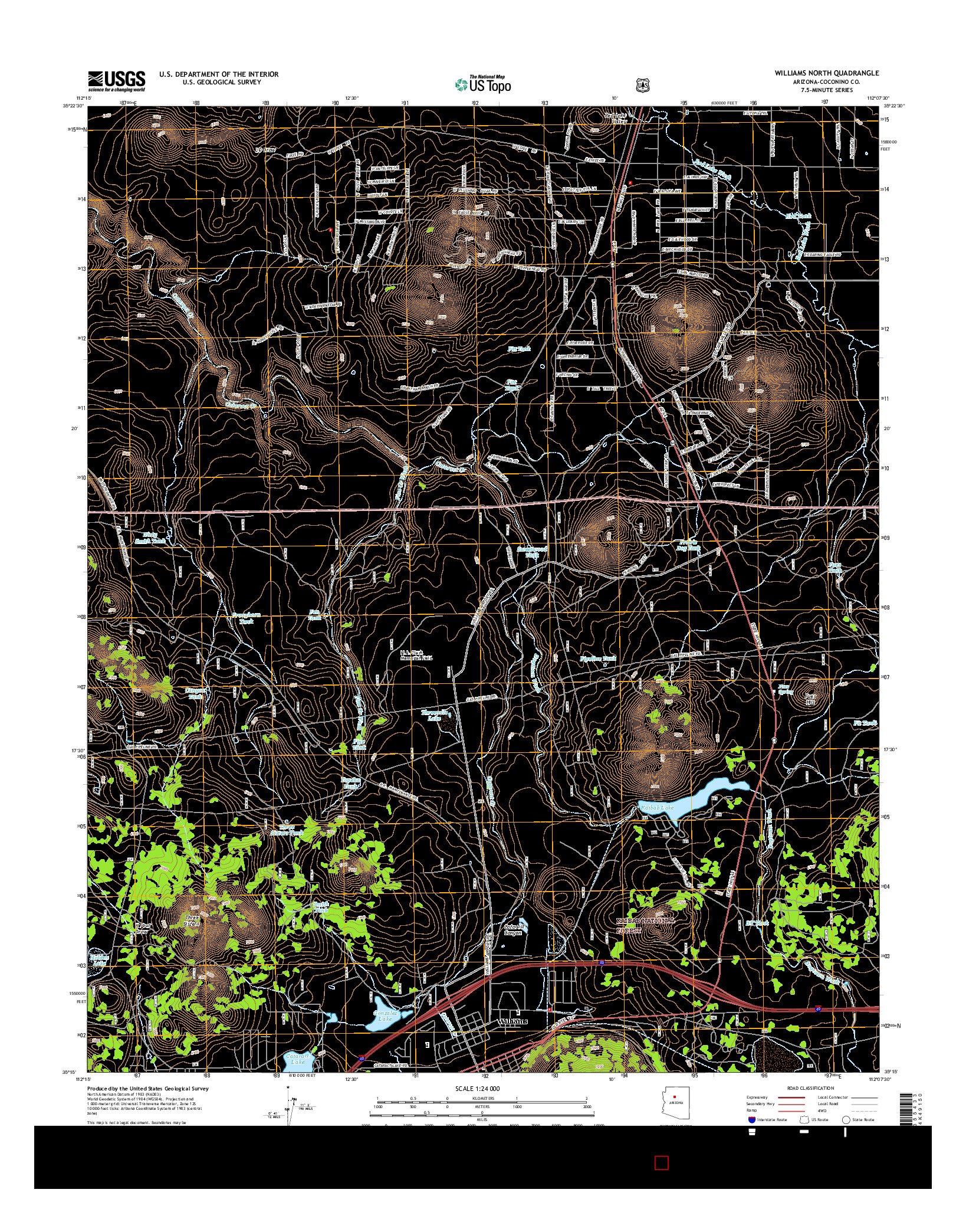 USGS US TOPO 7.5-MINUTE MAP FOR WILLIAMS NORTH, AZ 2014