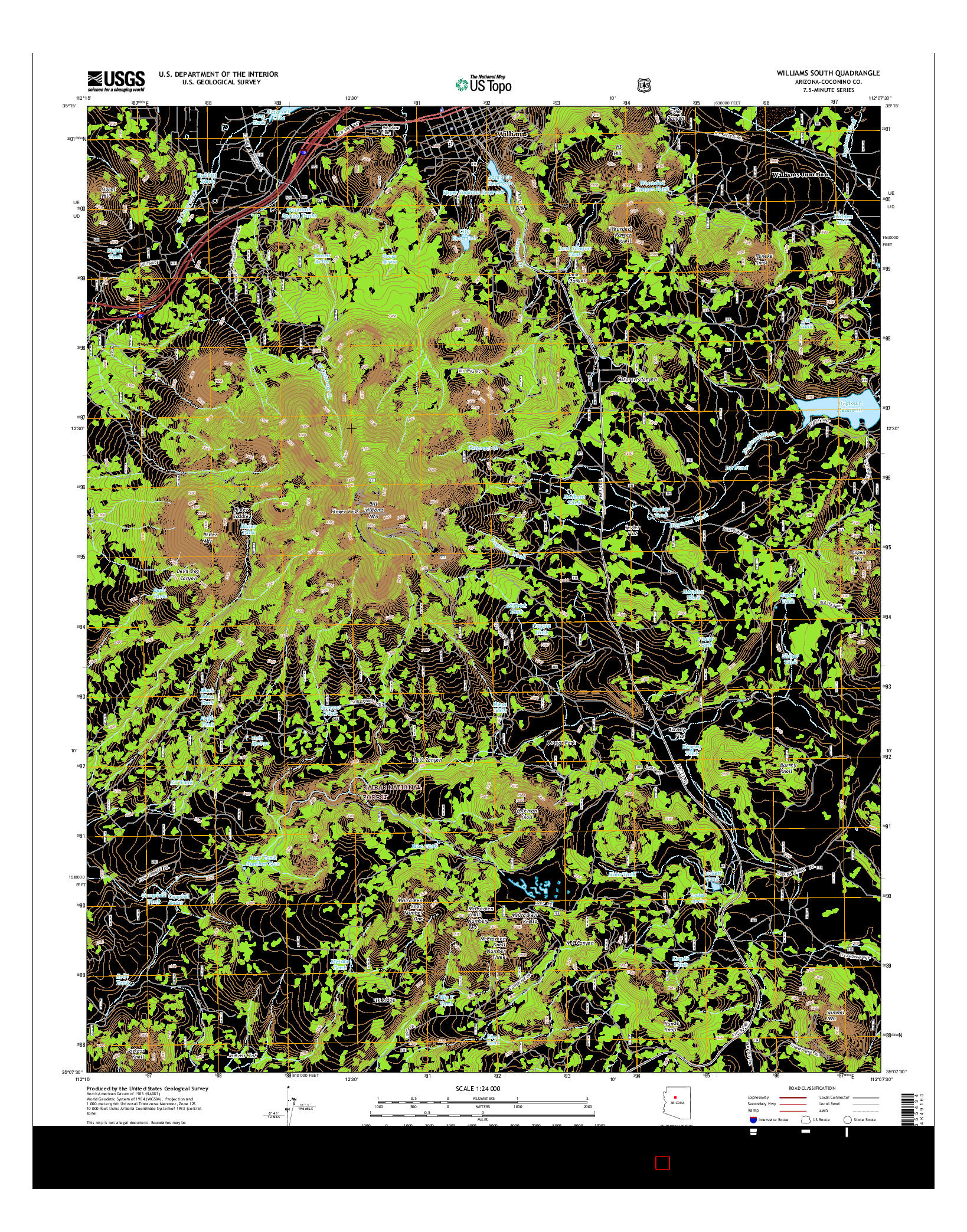 USGS US TOPO 7.5-MINUTE MAP FOR WILLIAMS SOUTH, AZ 2014