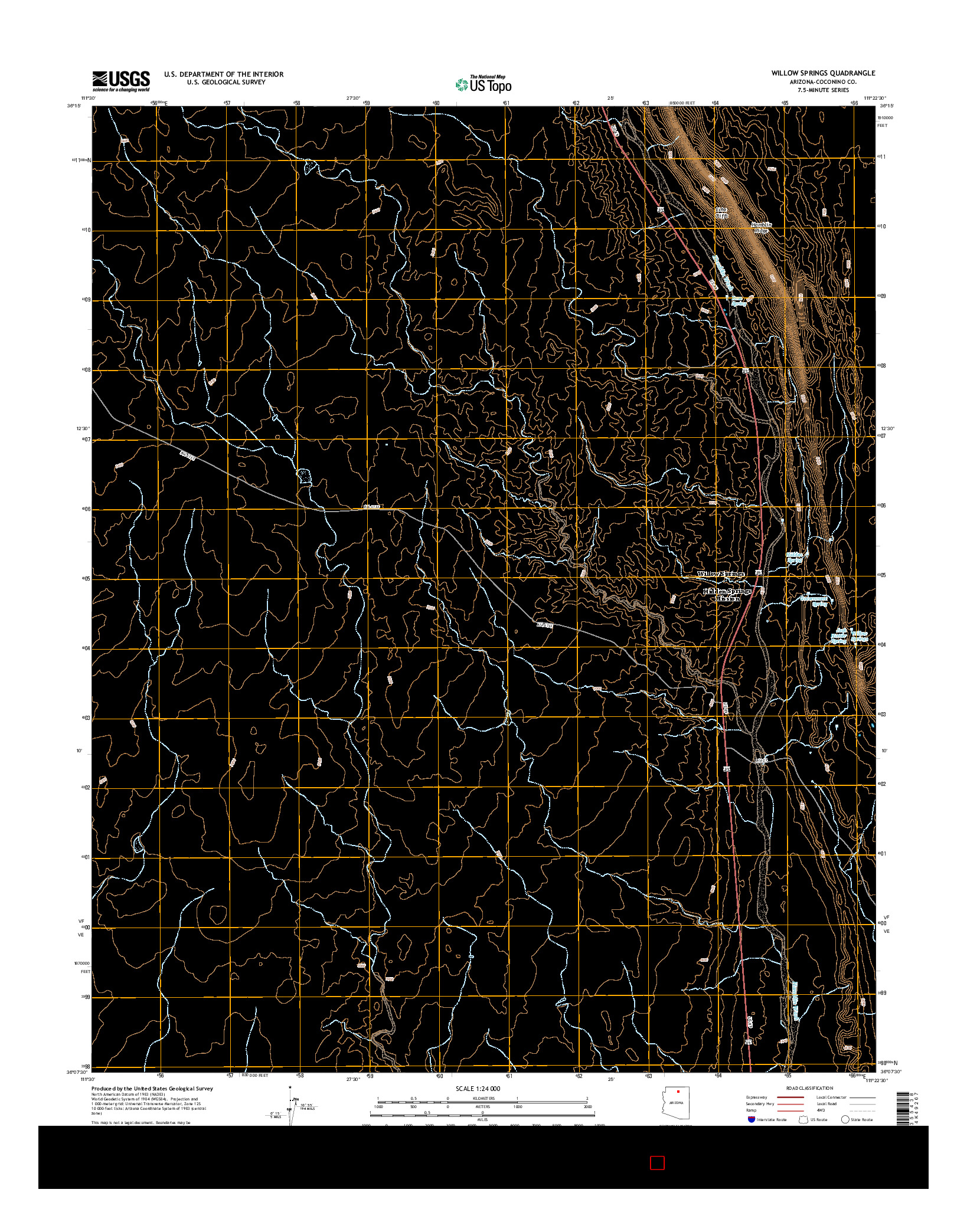 USGS US TOPO 7.5-MINUTE MAP FOR WILLOW SPRINGS, AZ 2014