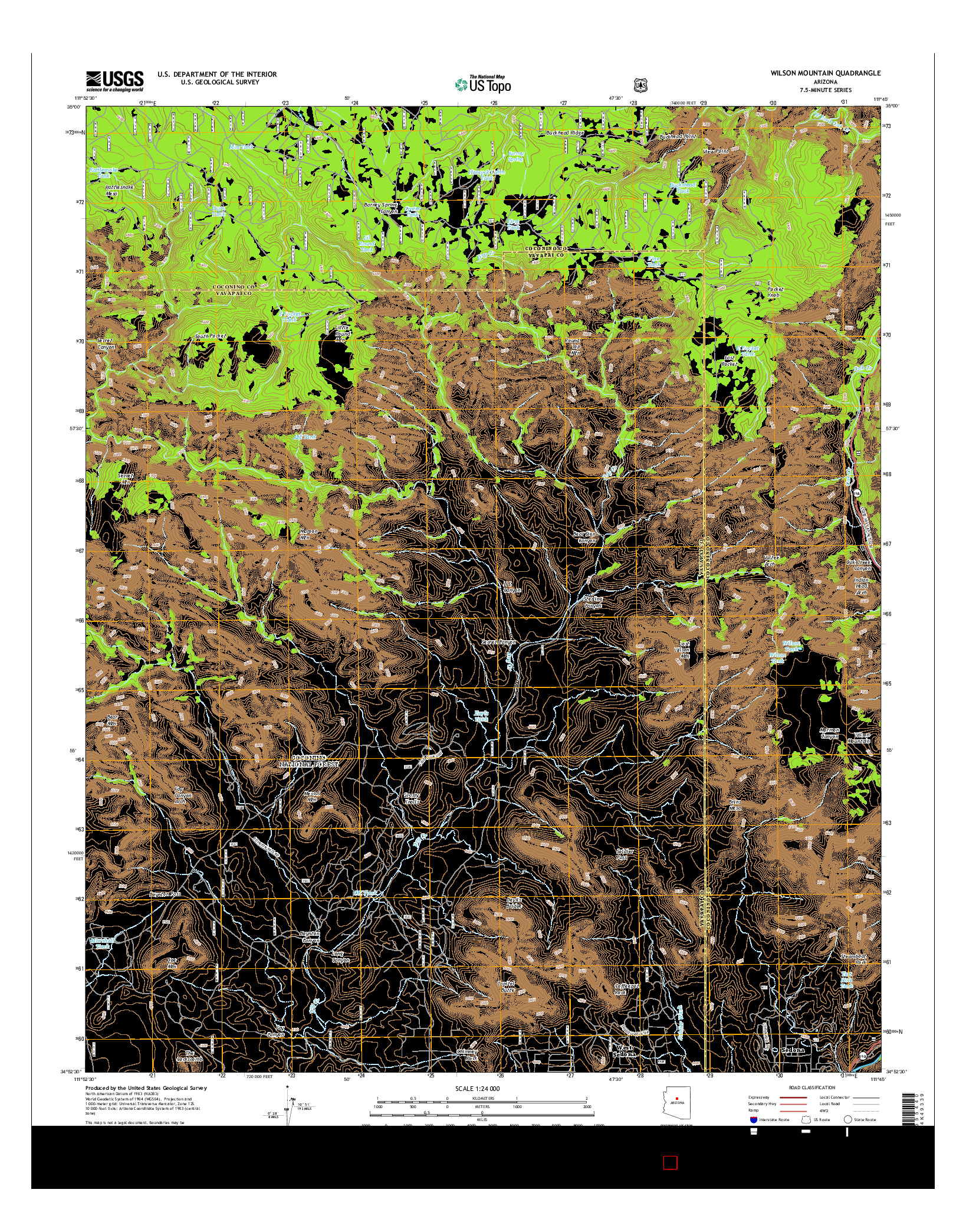 USGS US TOPO 7.5-MINUTE MAP FOR WILSON MOUNTAIN, AZ 2014