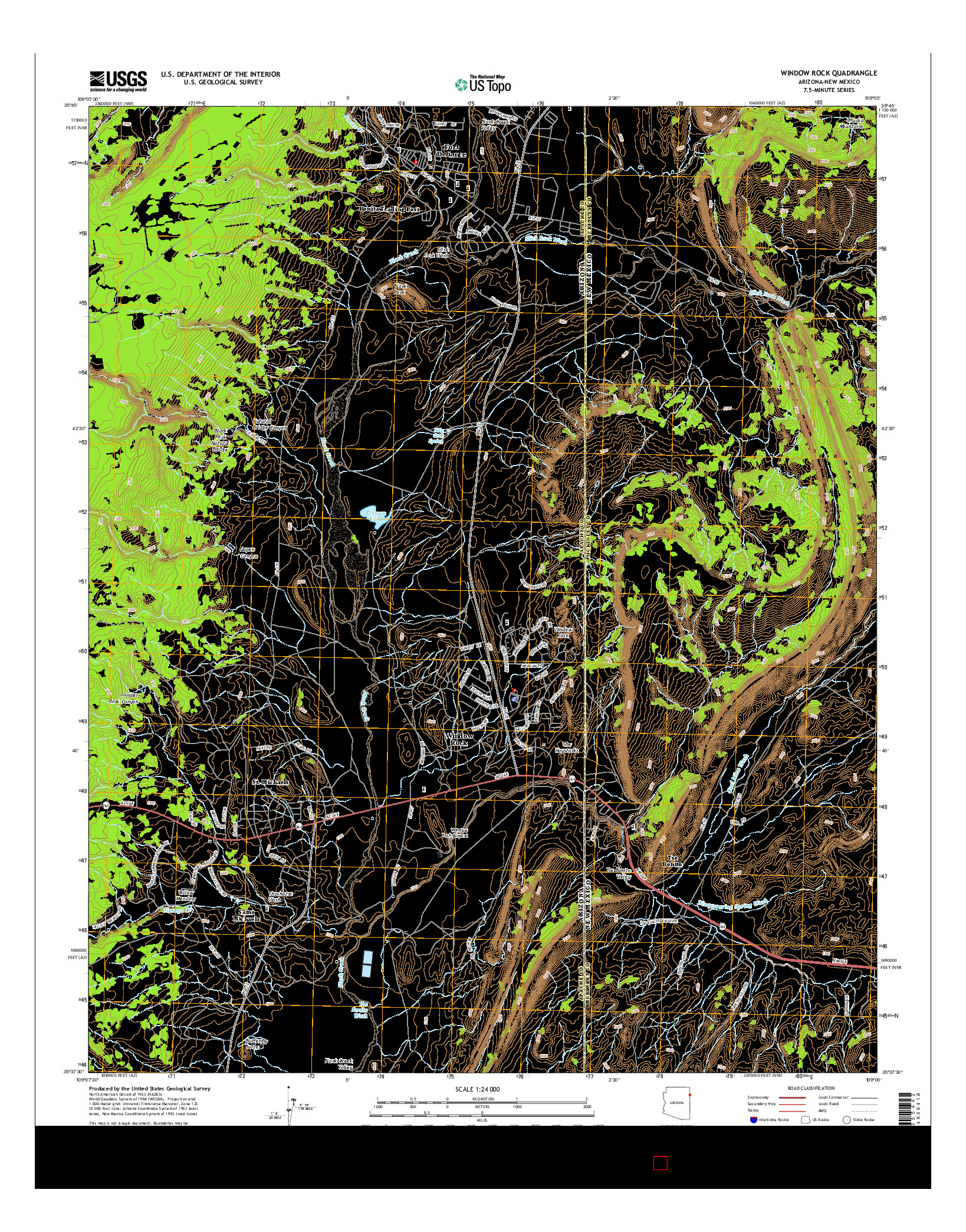 USGS US TOPO 7.5-MINUTE MAP FOR WINDOW ROCK, AZ-NM 2014