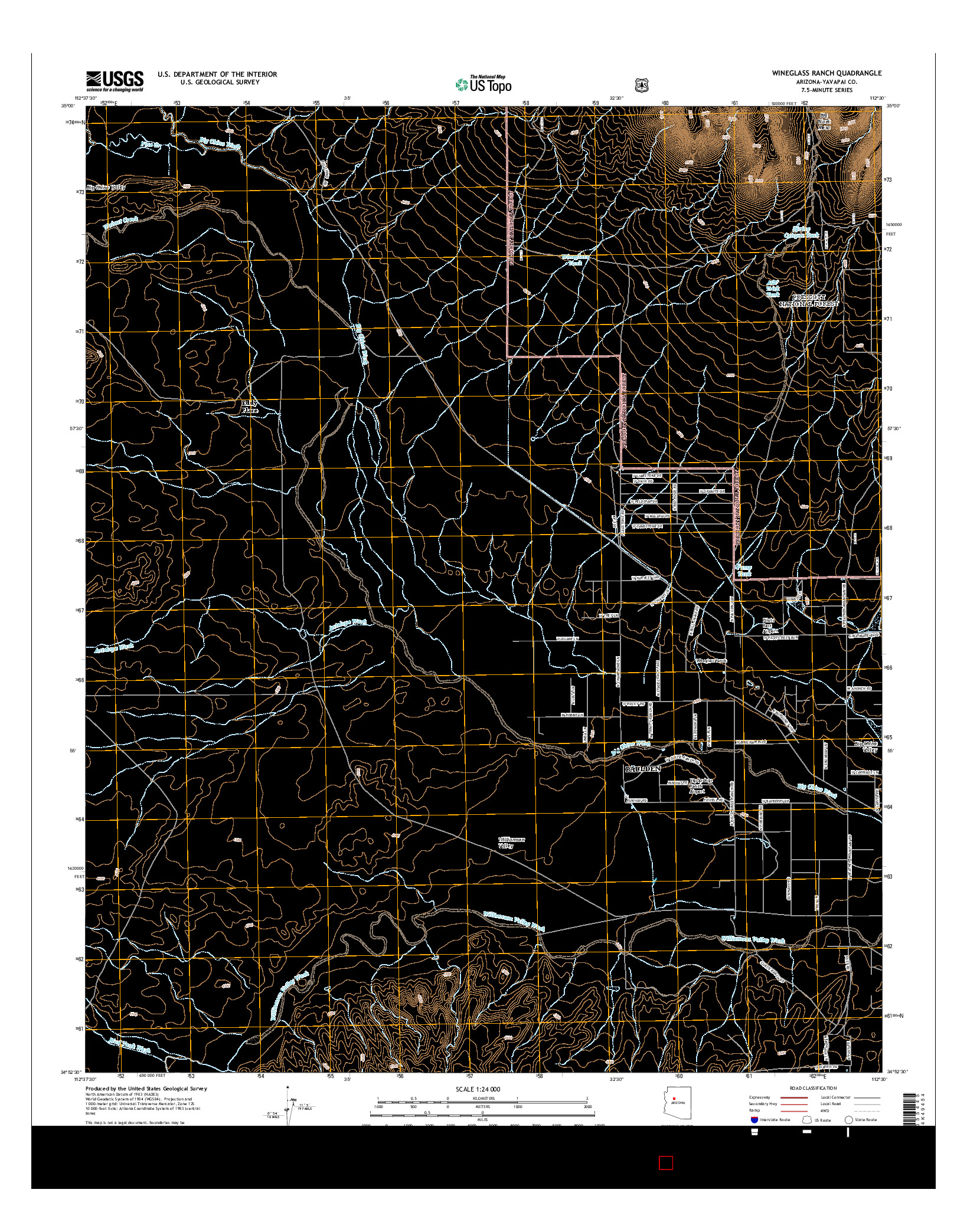 USGS US TOPO 7.5-MINUTE MAP FOR WINEGLASS RANCH, AZ 2014