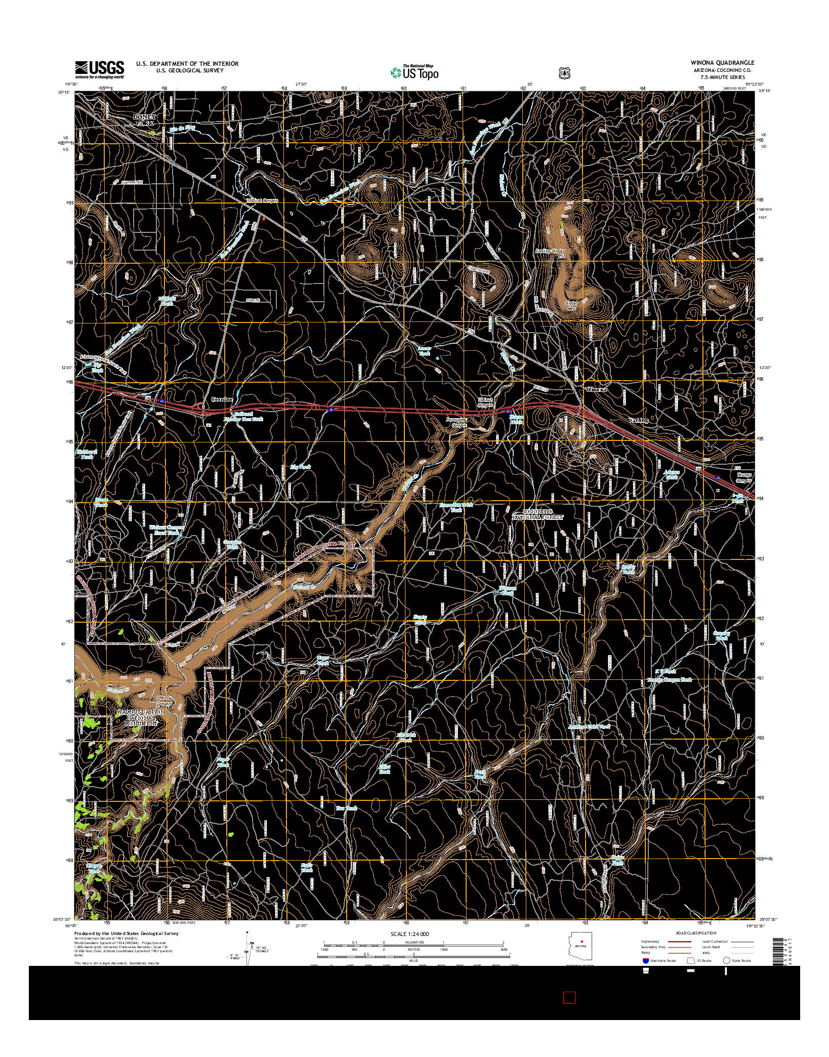 USGS US TOPO 7.5-MINUTE MAP FOR WINONA, AZ 2014