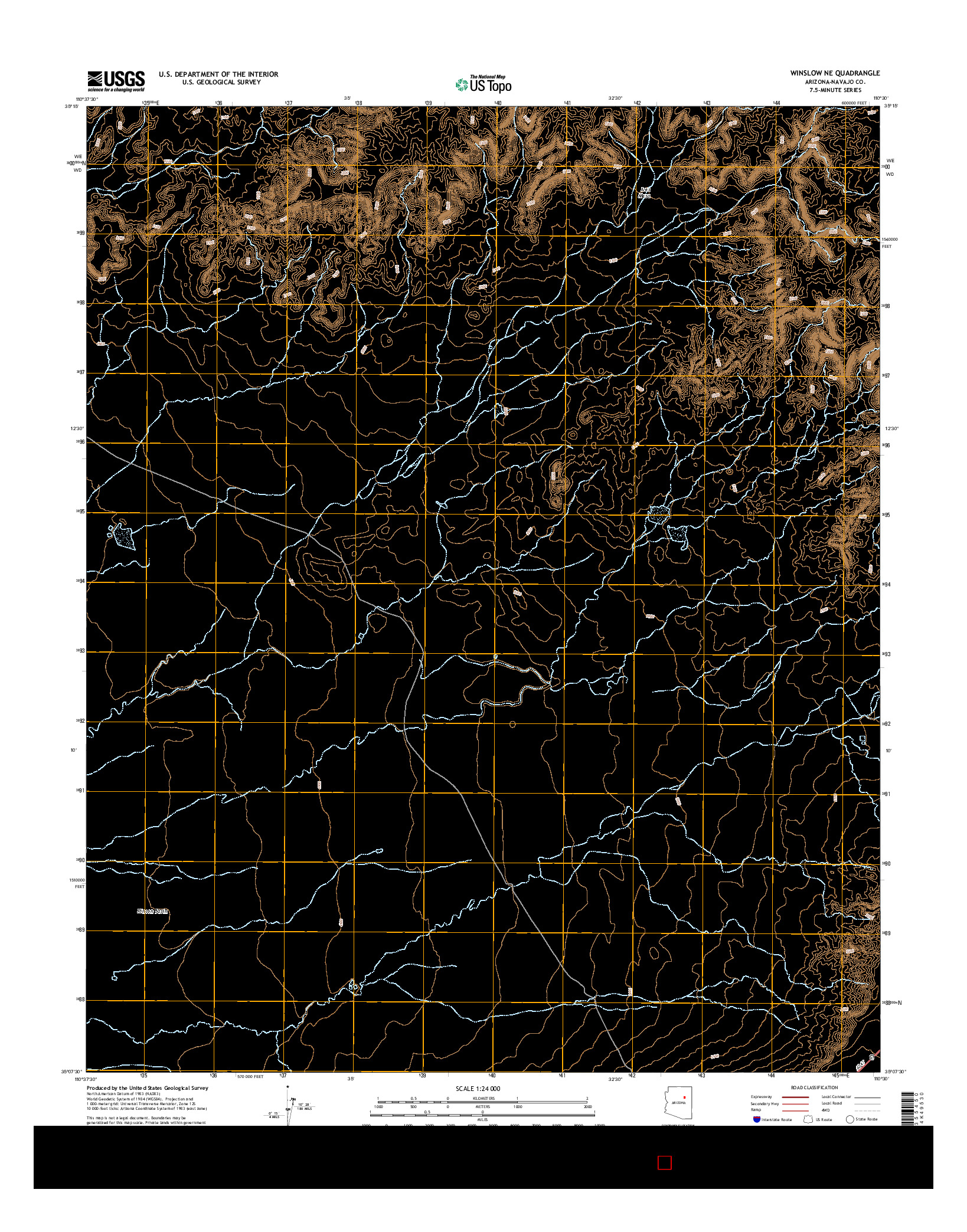 USGS US TOPO 7.5-MINUTE MAP FOR WINSLOW NE, AZ 2014