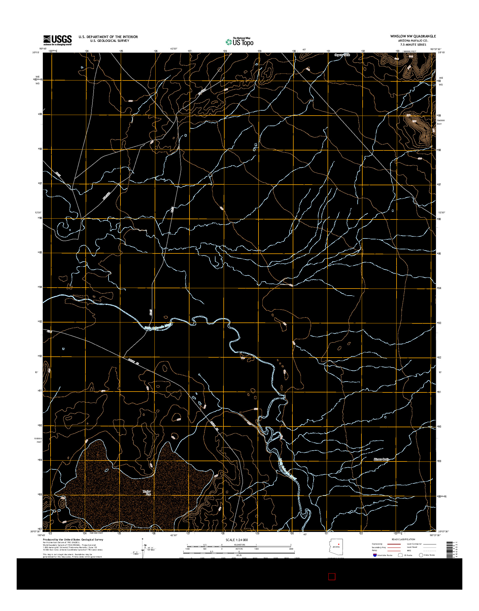 USGS US TOPO 7.5-MINUTE MAP FOR WINSLOW NW, AZ 2014