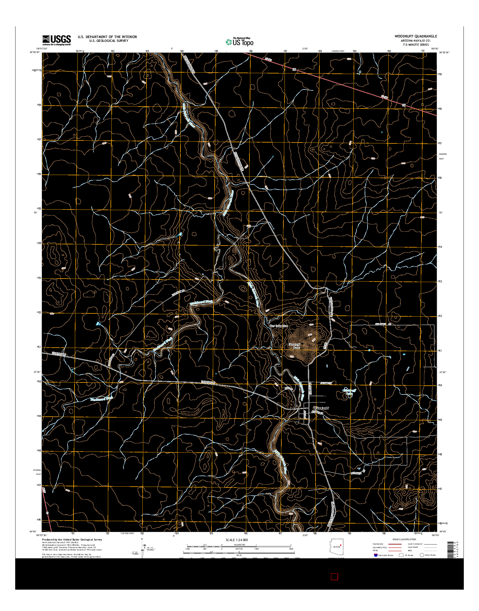USGS US TOPO 7.5-MINUTE MAP FOR WOODRUFF, AZ 2014