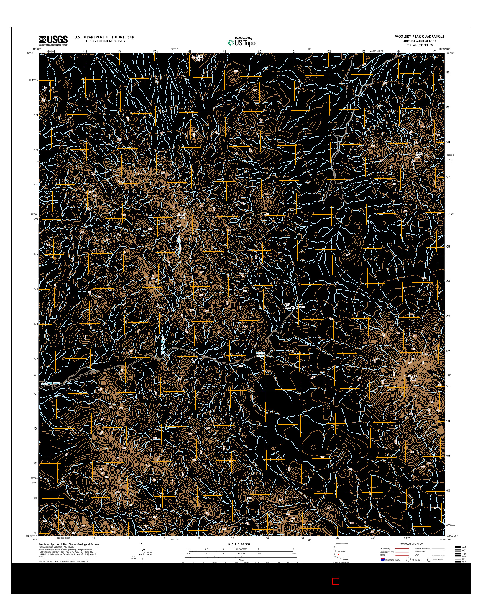 USGS US TOPO 7.5-MINUTE MAP FOR WOOLSEY PEAK, AZ 2014