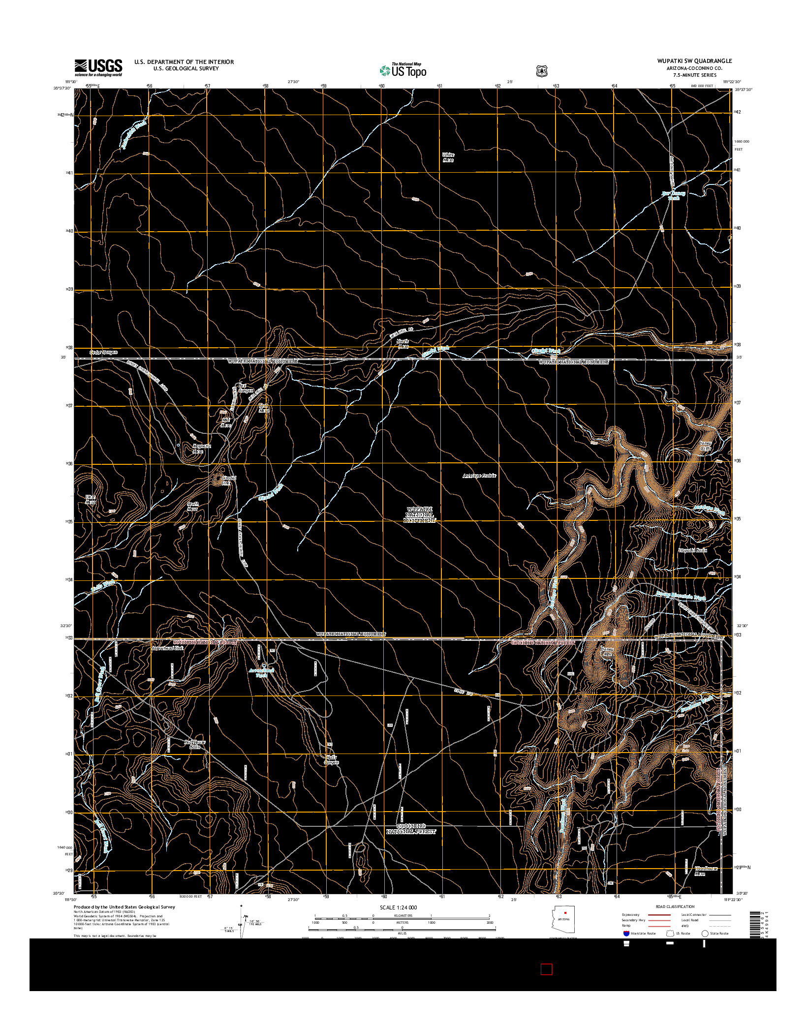 USGS US TOPO 7.5-MINUTE MAP FOR WUPATKI SW, AZ 2014