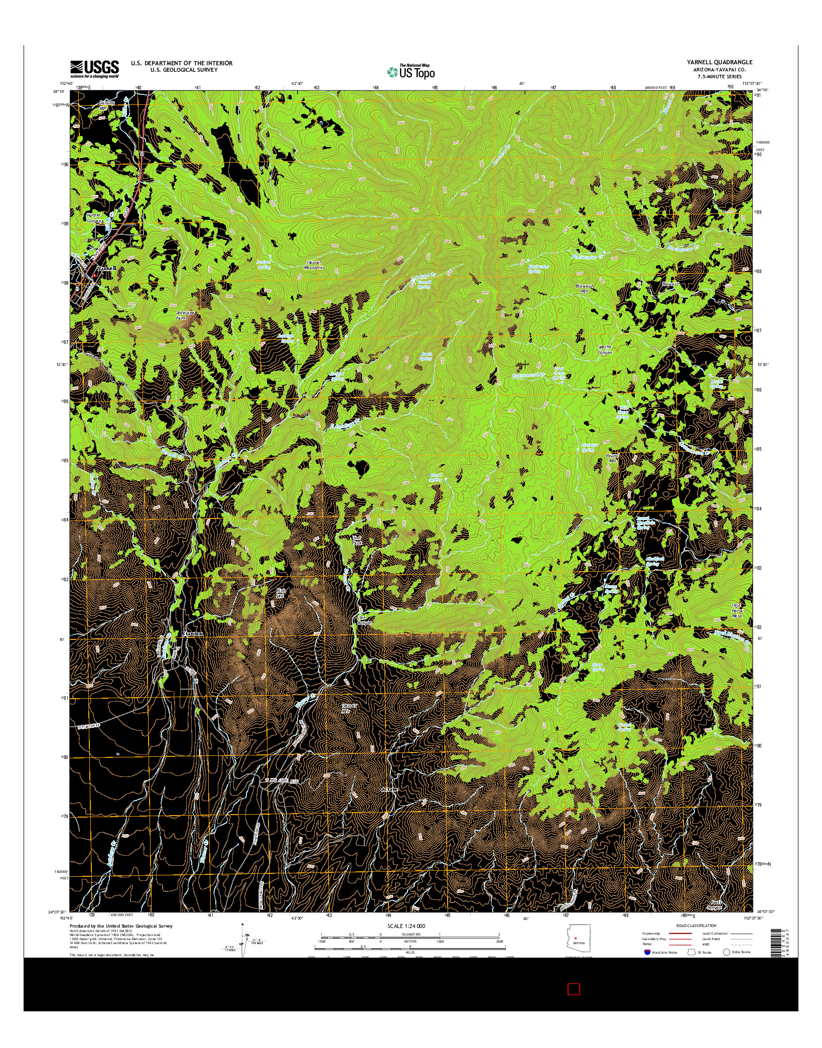 USGS US TOPO 7.5-MINUTE MAP FOR YARNELL, AZ 2014