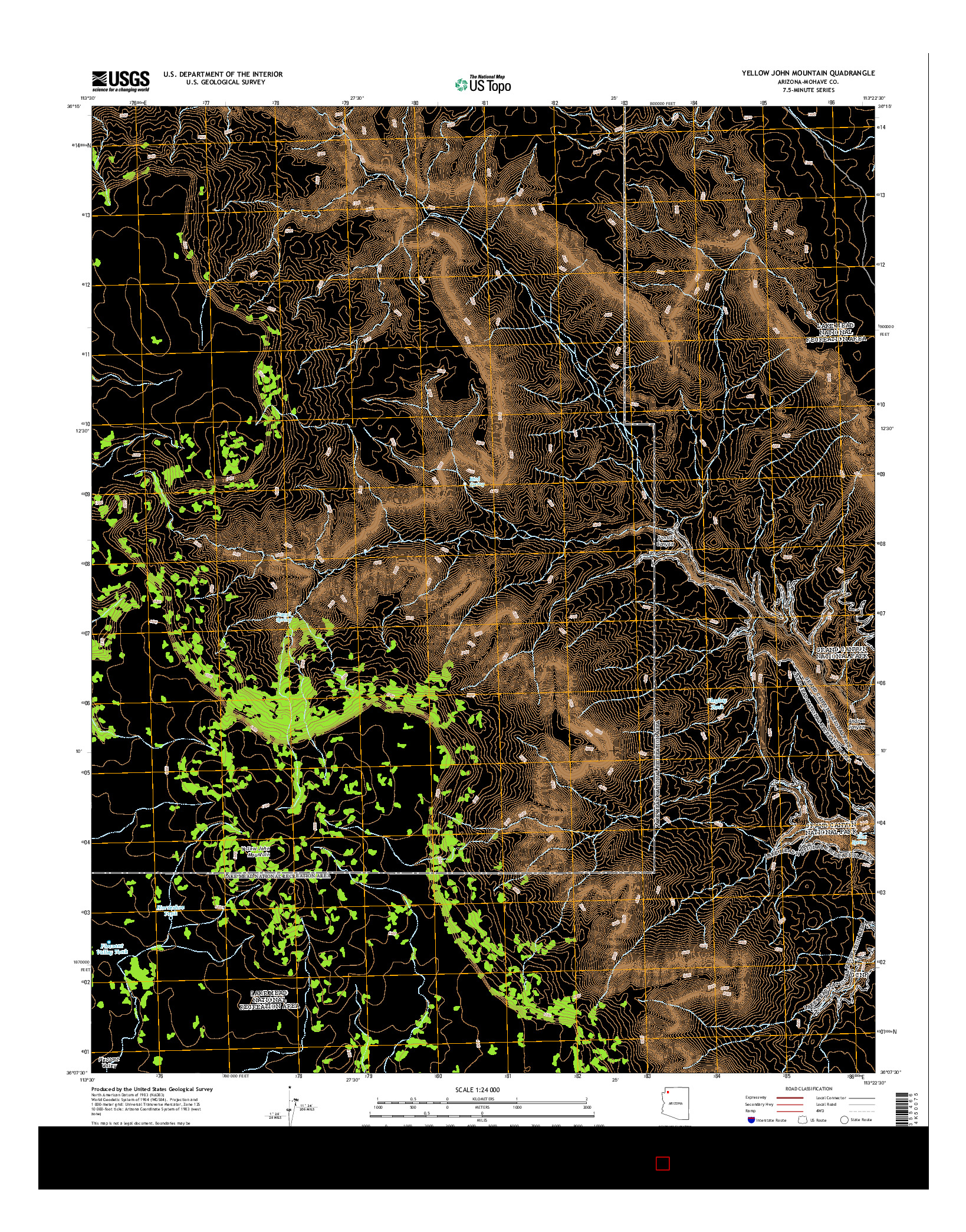 USGS US TOPO 7.5-MINUTE MAP FOR YELLOW JOHN MOUNTAIN, AZ 2014