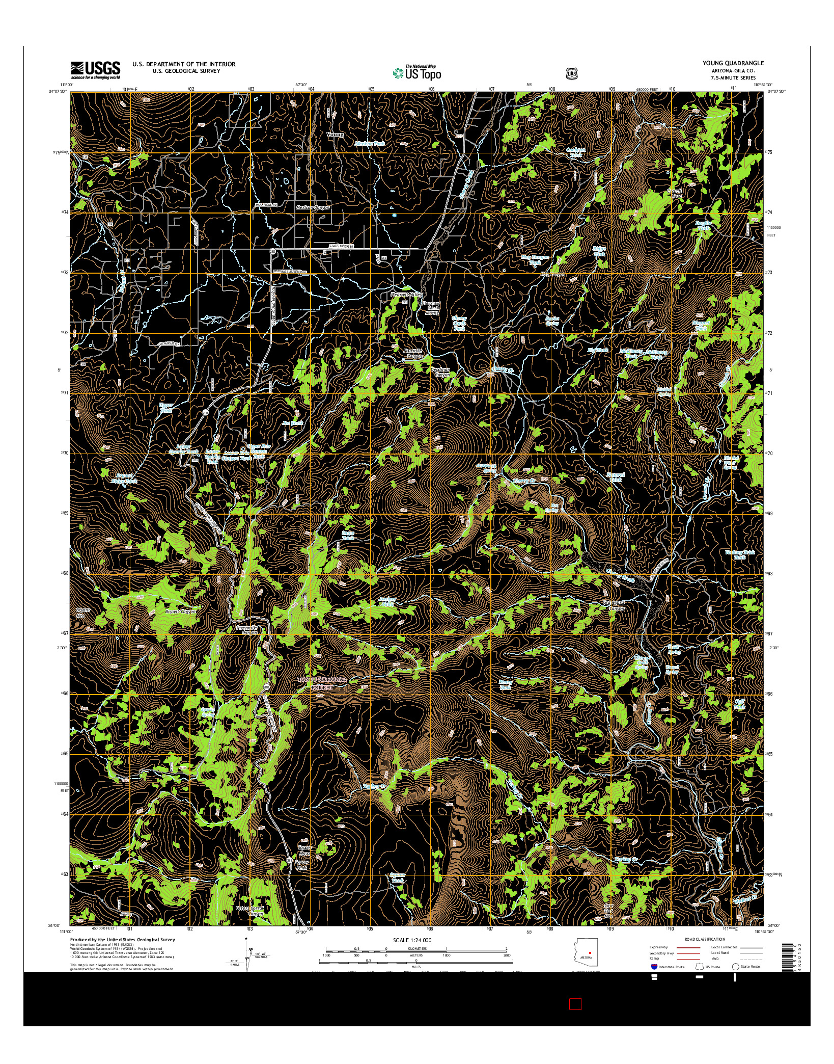 USGS US TOPO 7.5-MINUTE MAP FOR YOUNG, AZ 2014