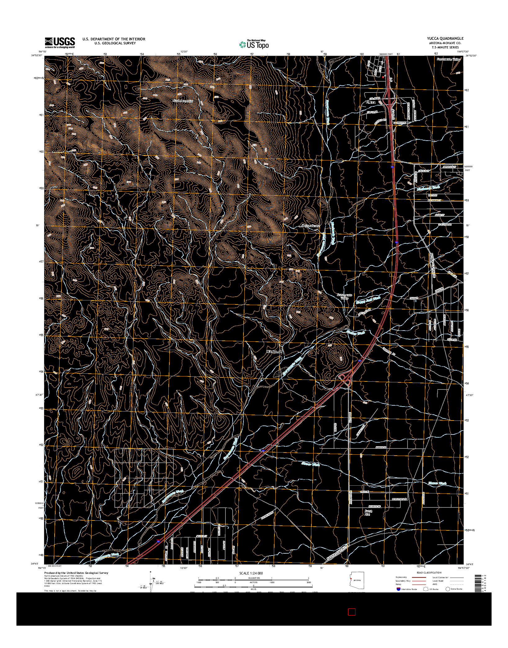USGS US TOPO 7.5-MINUTE MAP FOR YUCCA, AZ 2014