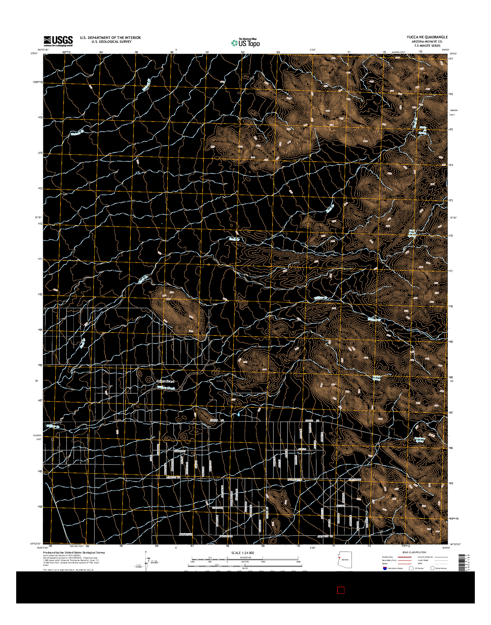 USGS US TOPO 7.5-MINUTE MAP FOR YUCCA NE, AZ 2014