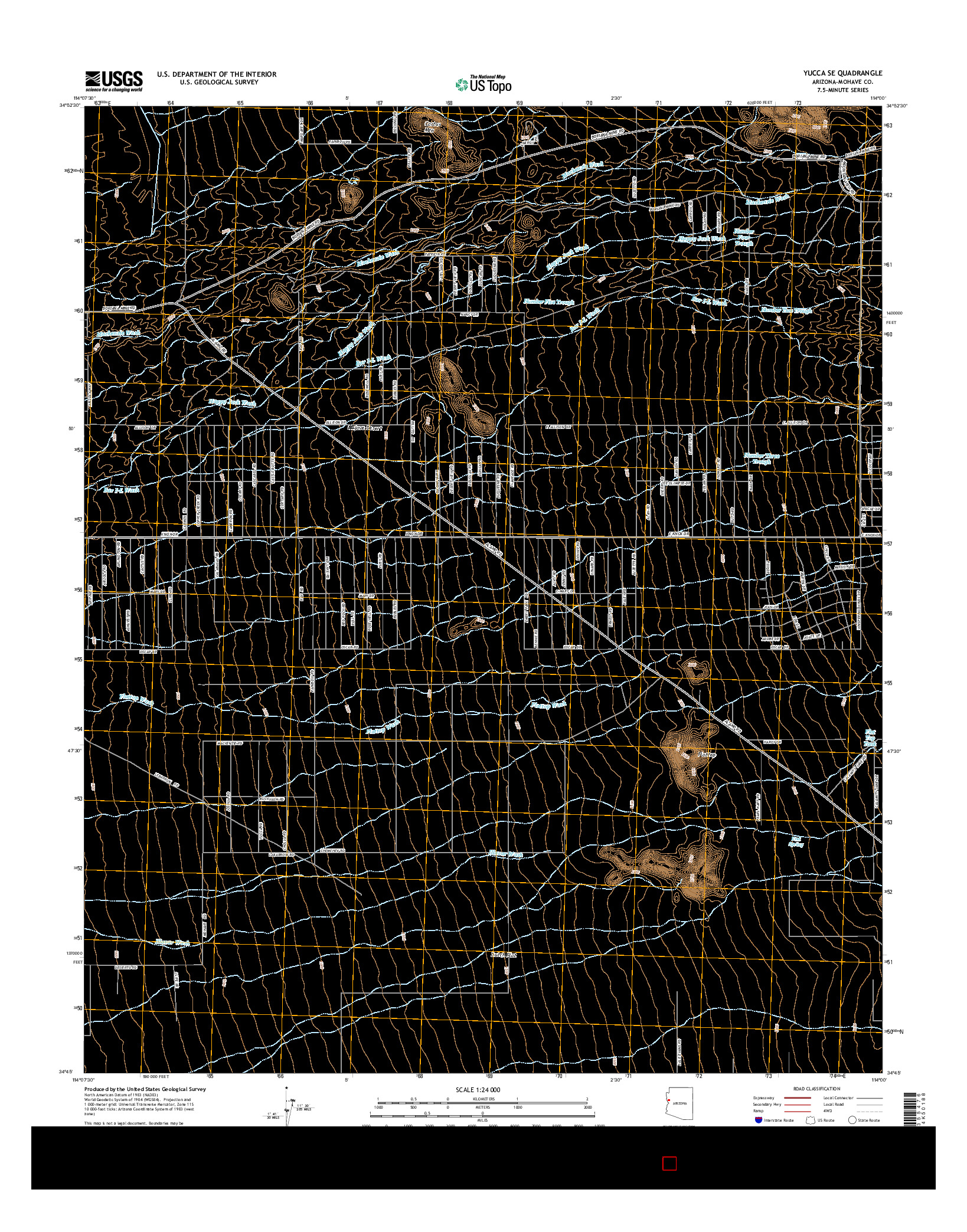 USGS US TOPO 7.5-MINUTE MAP FOR YUCCA SE, AZ 2014