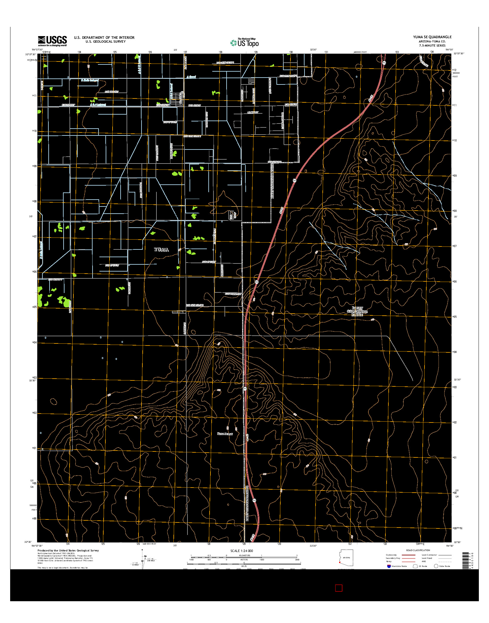 USGS US TOPO 7.5-MINUTE MAP FOR YUMA SE, AZ 2014