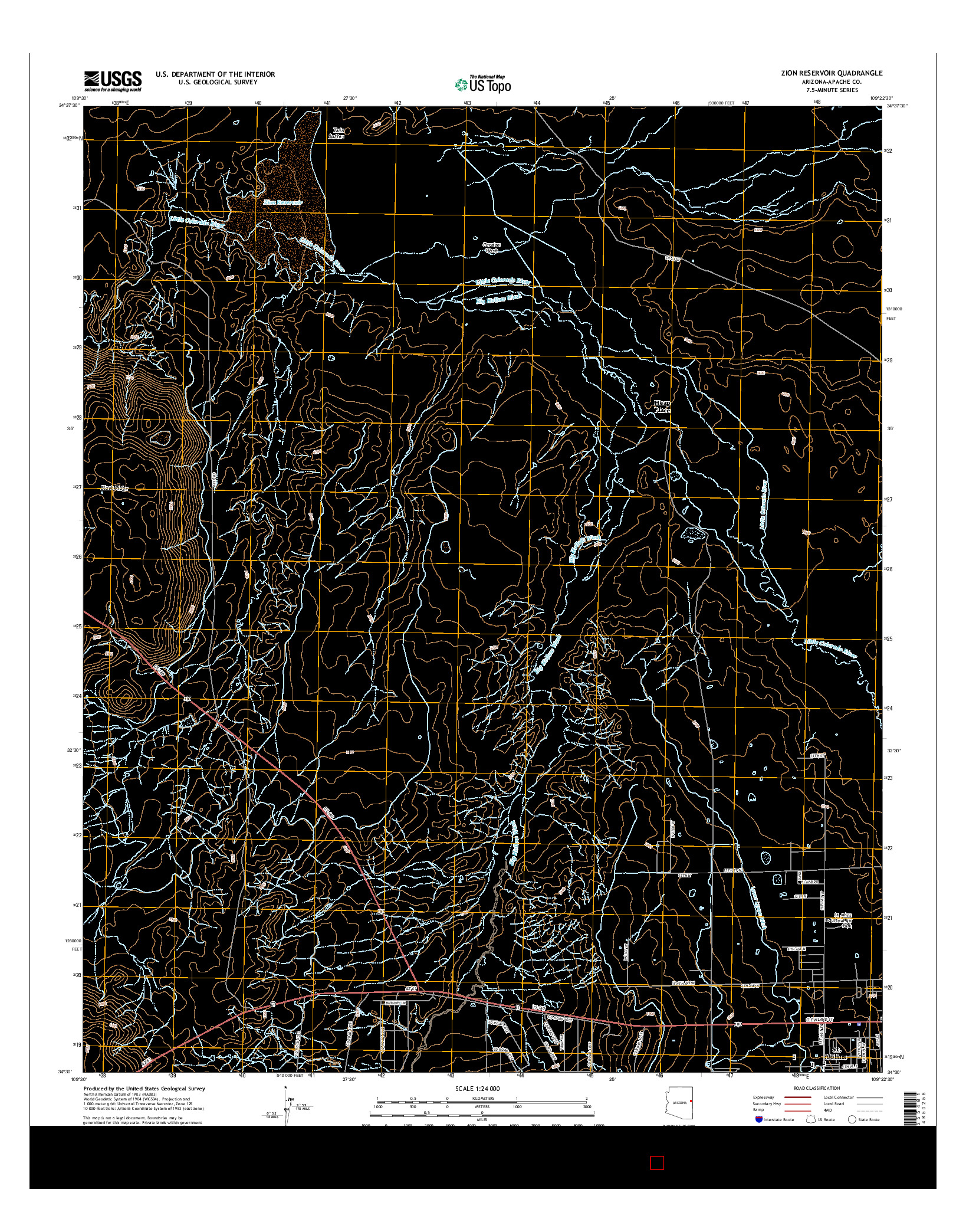 USGS US TOPO 7.5-MINUTE MAP FOR ZION RESERVOIR, AZ 2014