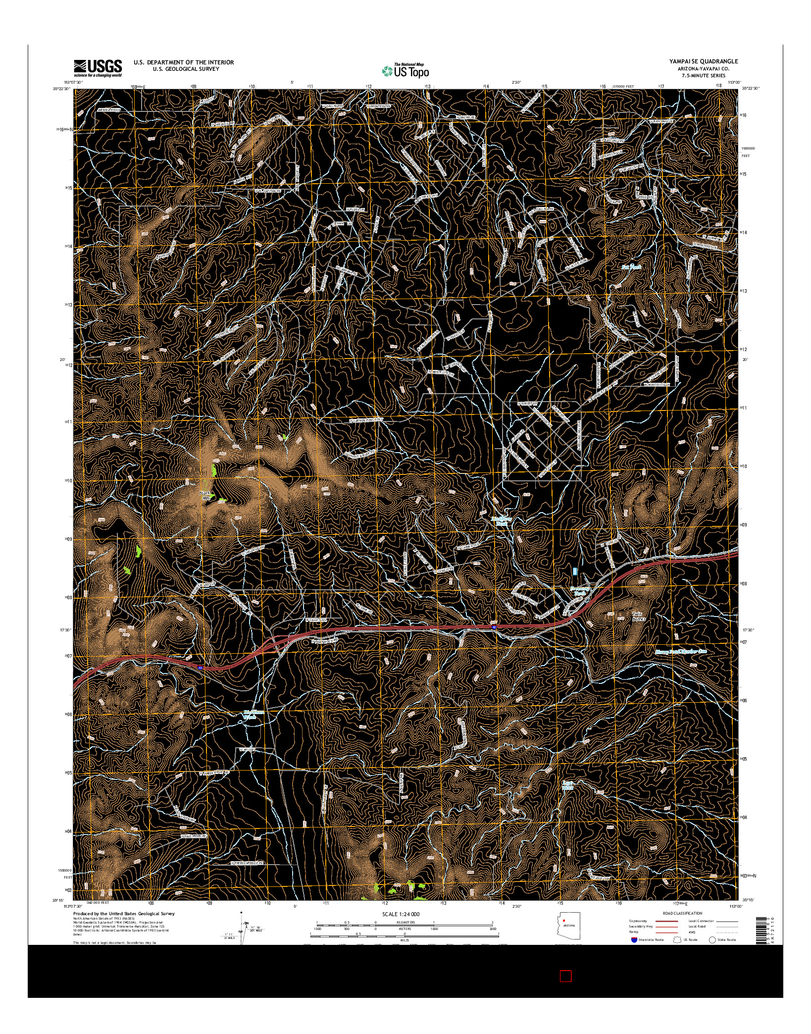 USGS US TOPO 7.5-MINUTE MAP FOR YAMPAI SE, AZ 2014