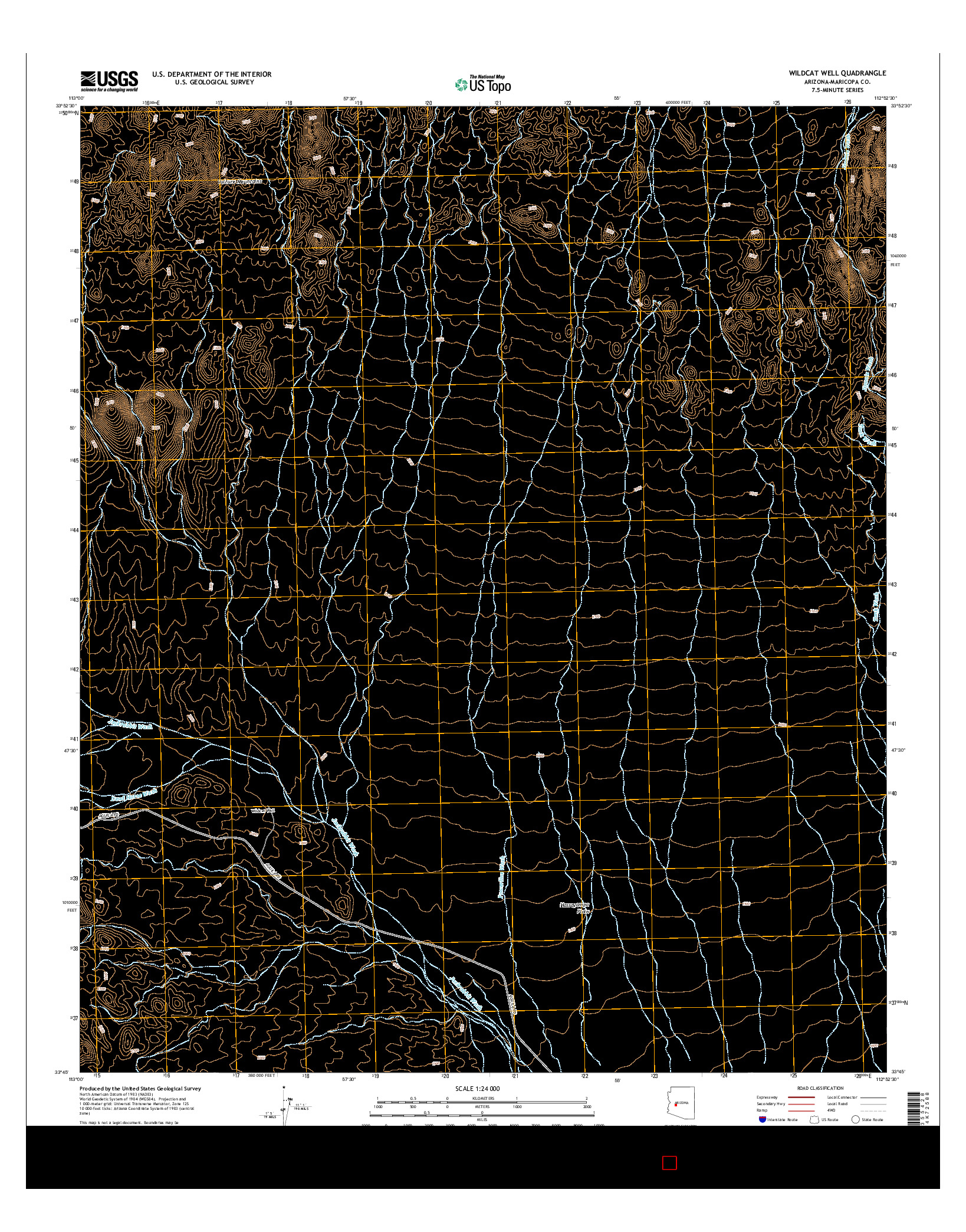 USGS US TOPO 7.5-MINUTE MAP FOR WILDCAT WELL, AZ 2014