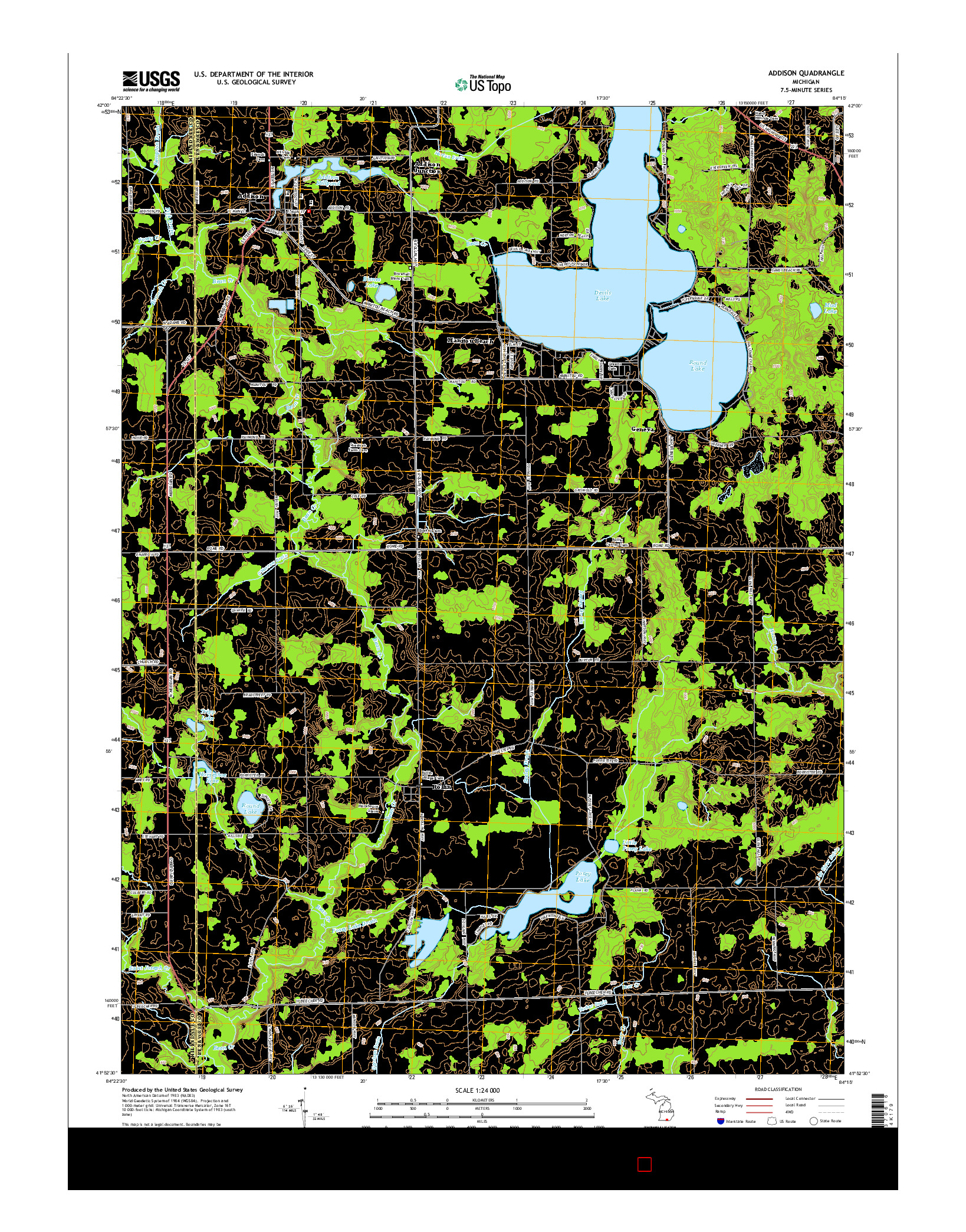 USGS US TOPO 7.5-MINUTE MAP FOR ADDISON, MI 2014