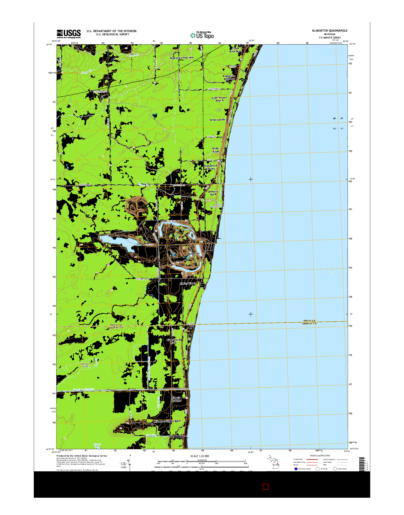 USGS US TOPO 7.5-MINUTE MAP FOR ALABASTER, MI 2014