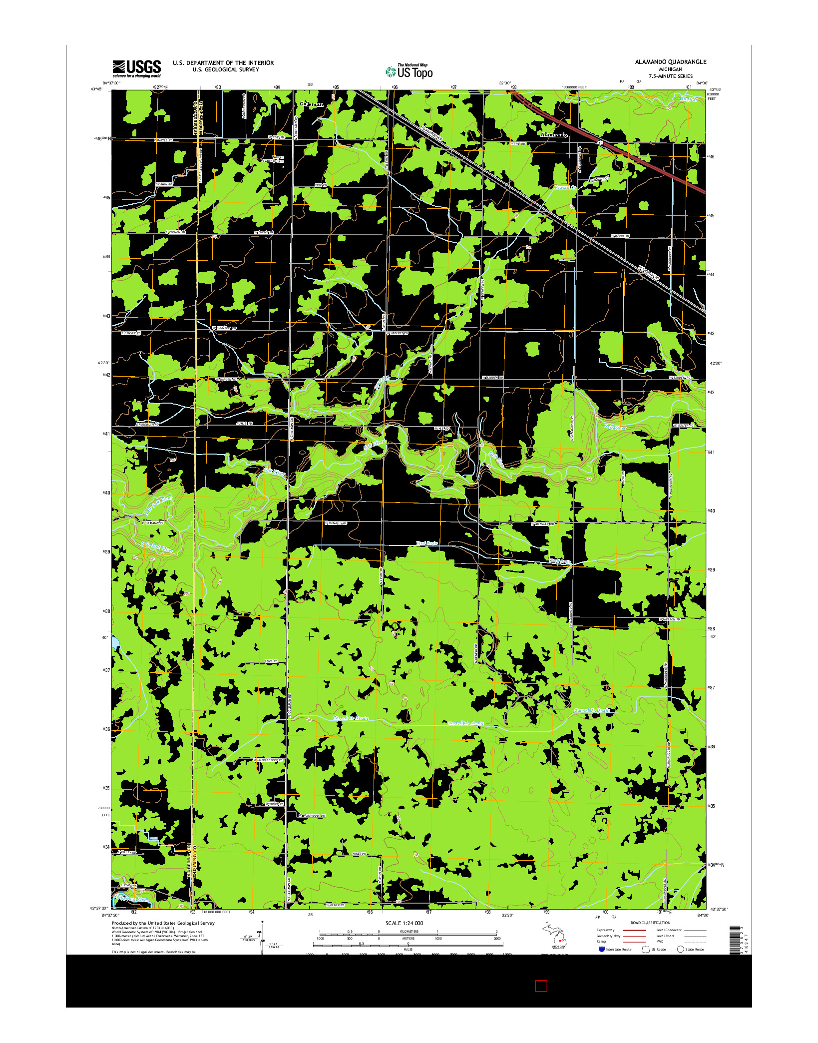 USGS US TOPO 7.5-MINUTE MAP FOR ALAMANDO, MI 2014