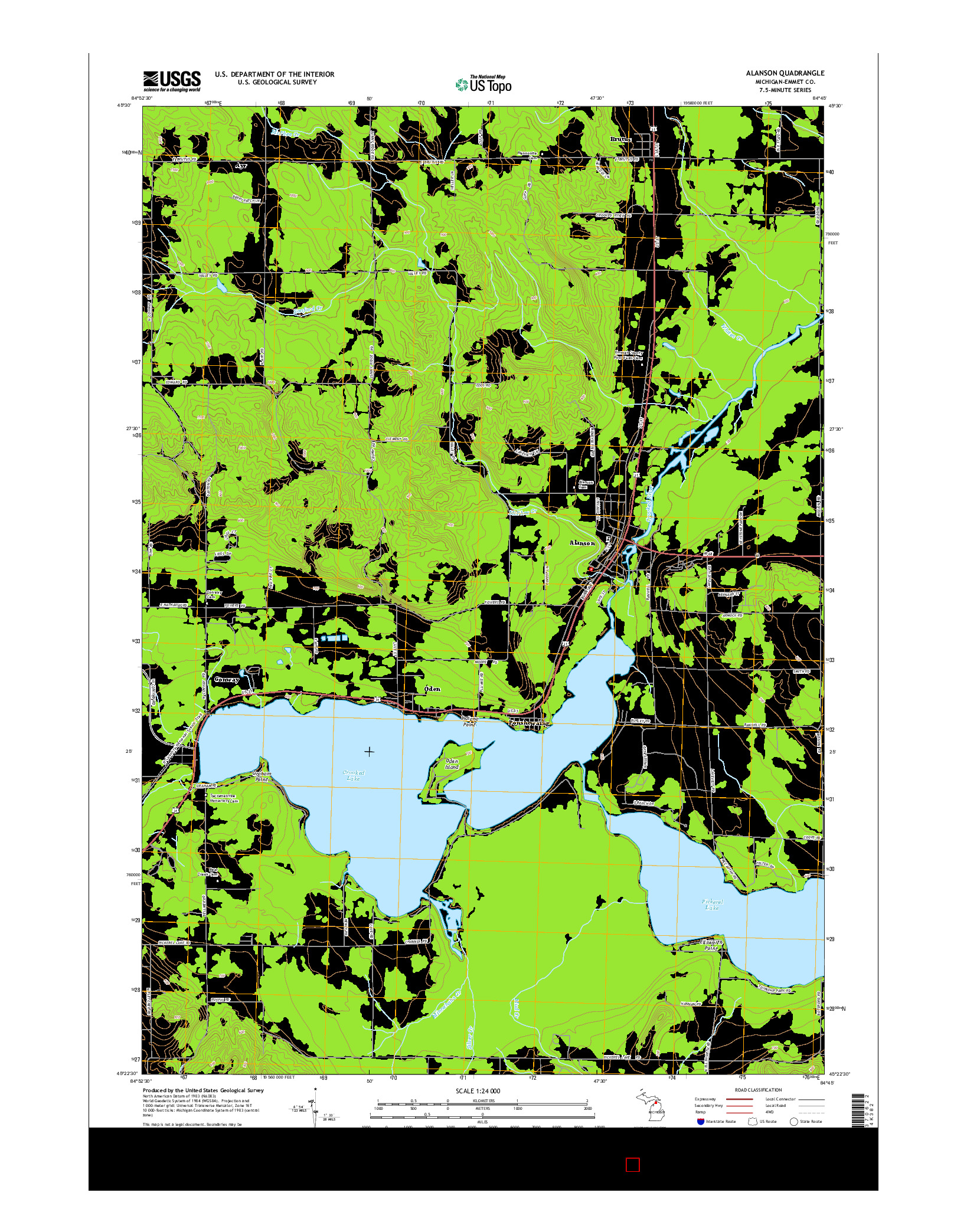 USGS US TOPO 7.5-MINUTE MAP FOR ALANSON, MI 2014