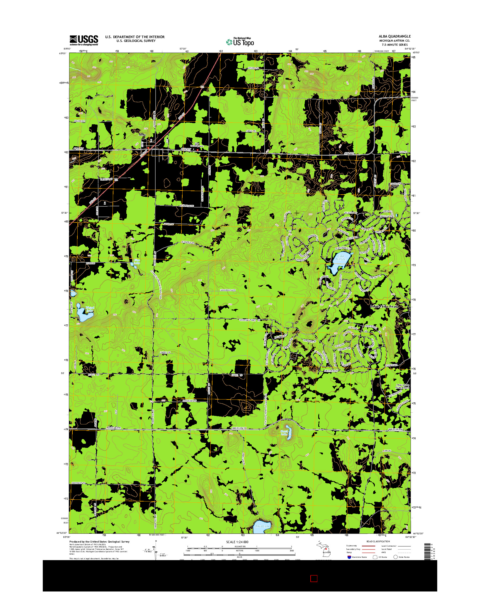 USGS US TOPO 7.5-MINUTE MAP FOR ALBA, MI 2014