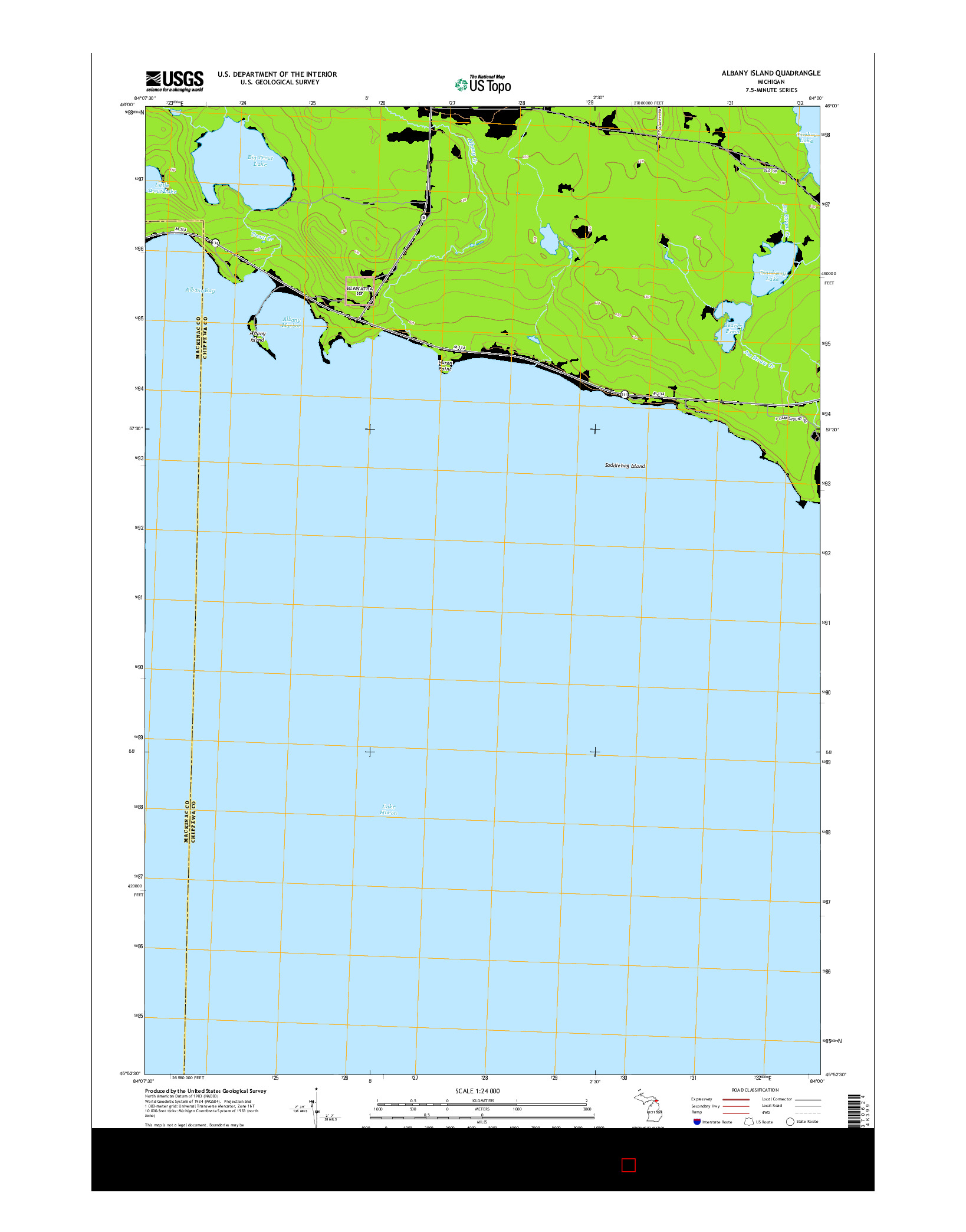 USGS US TOPO 7.5-MINUTE MAP FOR ALBANY ISLAND, MI 2014