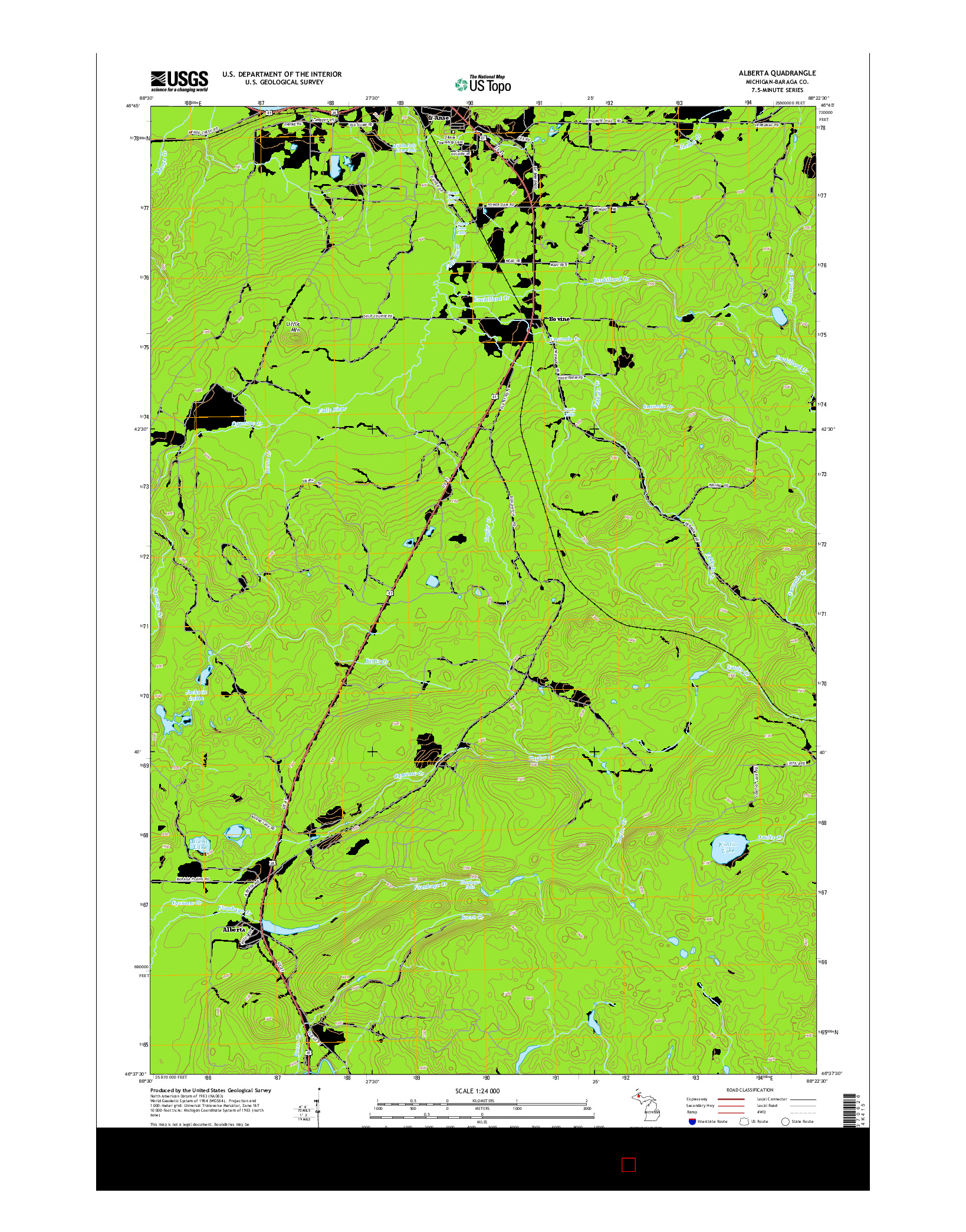 USGS US TOPO 7.5-MINUTE MAP FOR ALBERTA, MI 2014