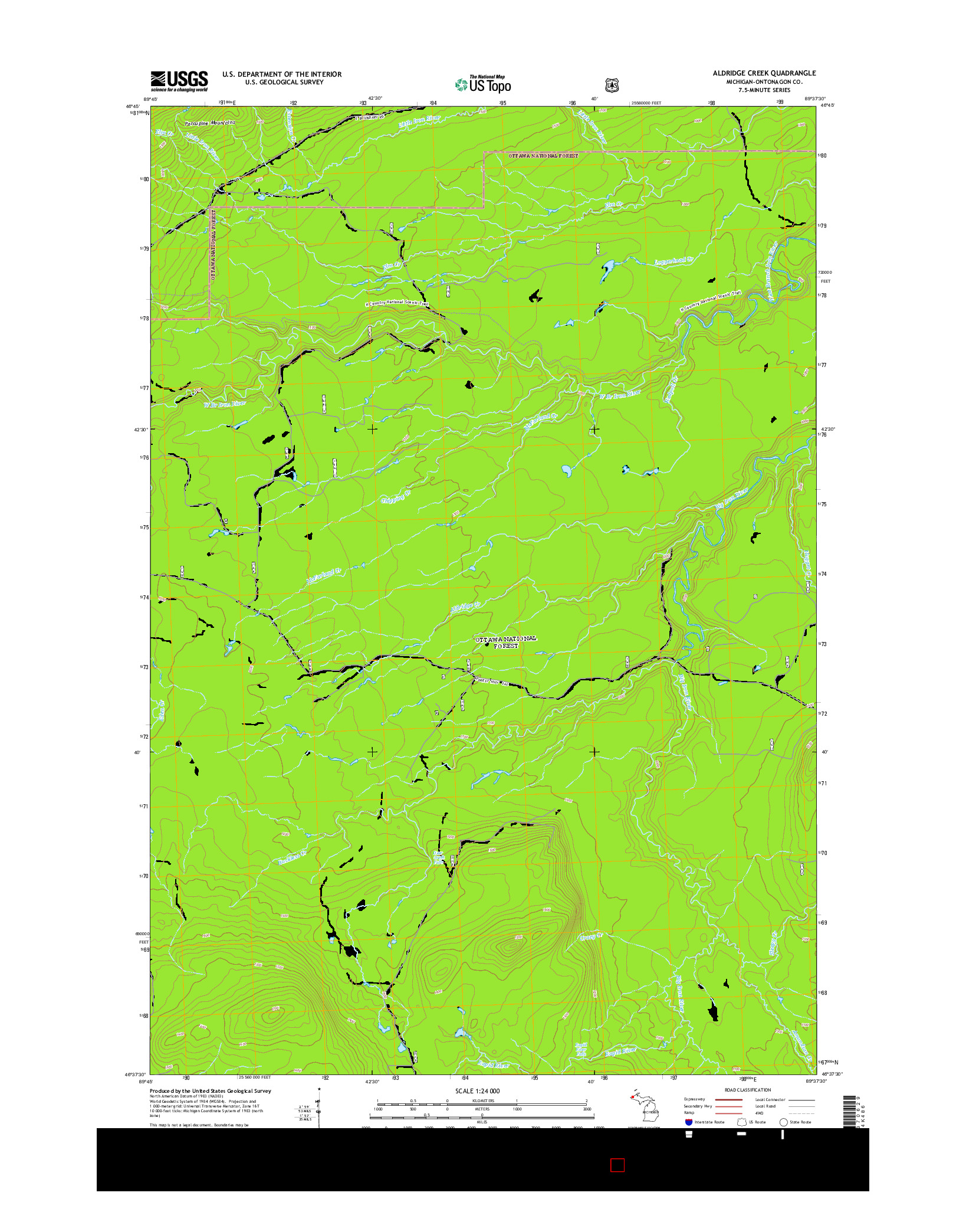 USGS US TOPO 7.5-MINUTE MAP FOR ALDRIDGE CREEK, MI 2014