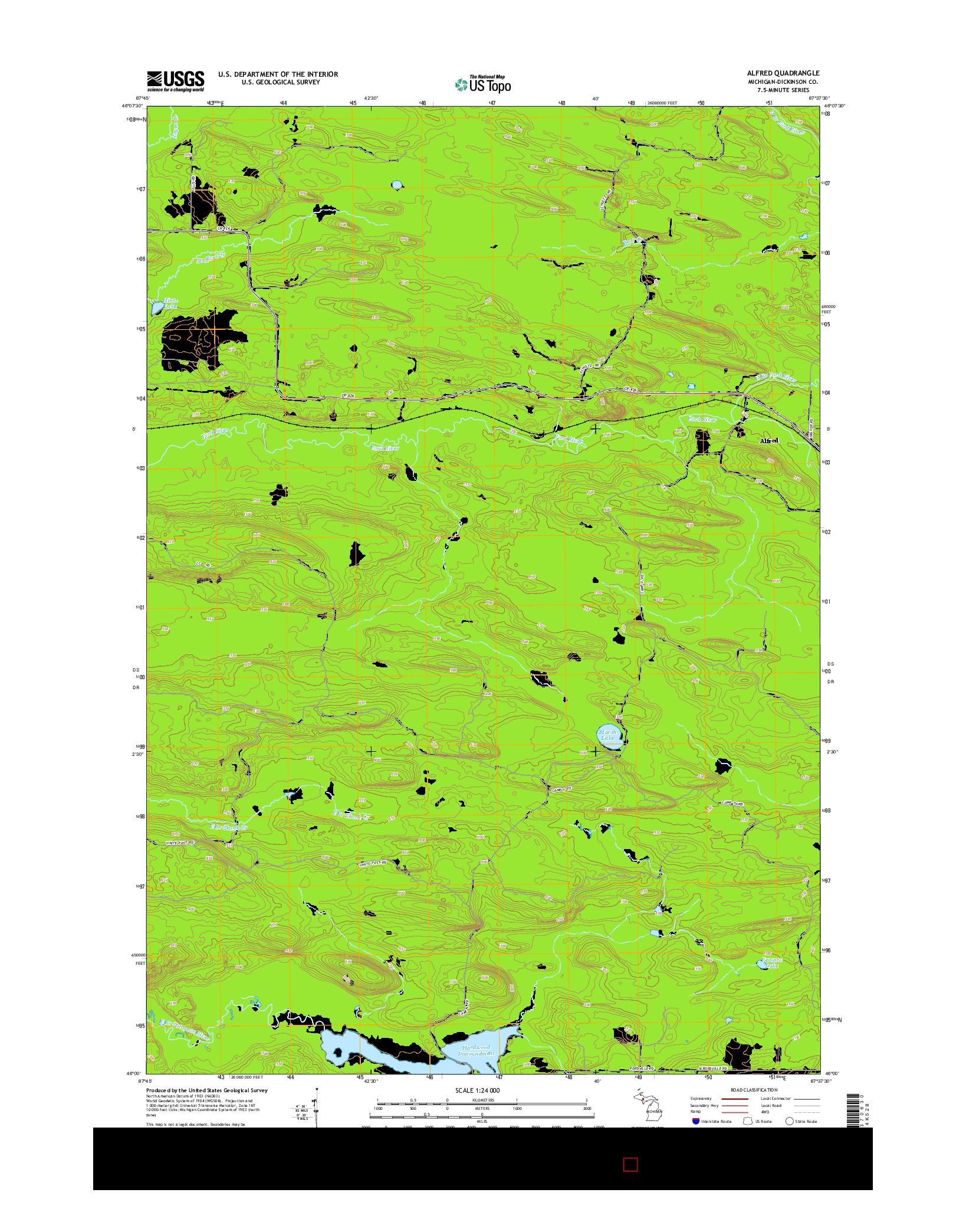 USGS US TOPO 7.5-MINUTE MAP FOR ALFRED, MI 2014