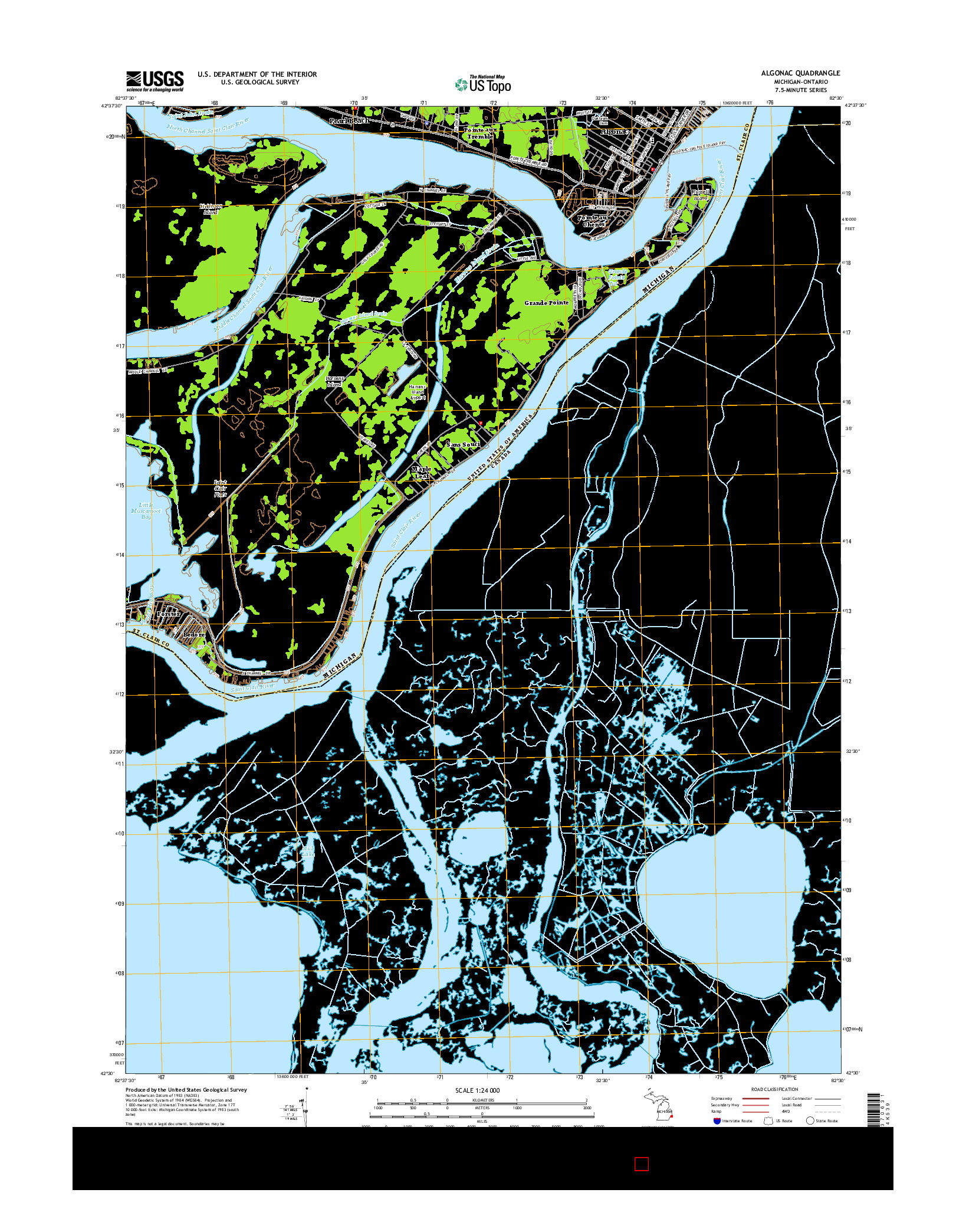 USGS US TOPO 7.5-MINUTE MAP FOR ALGONAC, MI-ON 2014