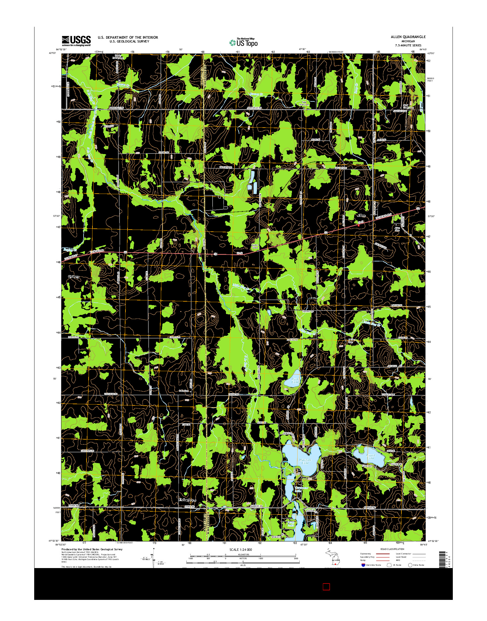 USGS US TOPO 7.5-MINUTE MAP FOR ALLEN, MI 2014