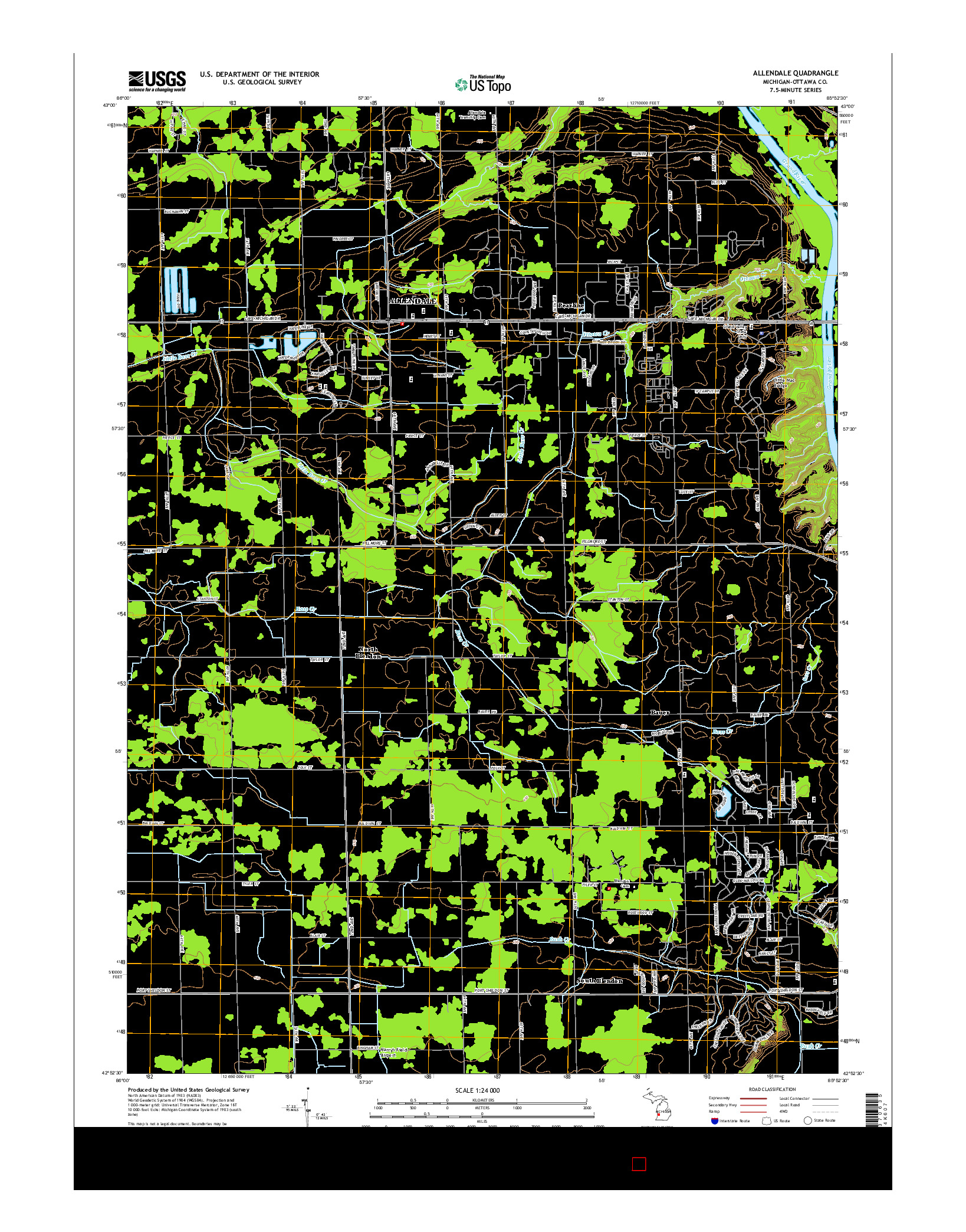 USGS US TOPO 7.5-MINUTE MAP FOR ALLENDALE, MI 2014