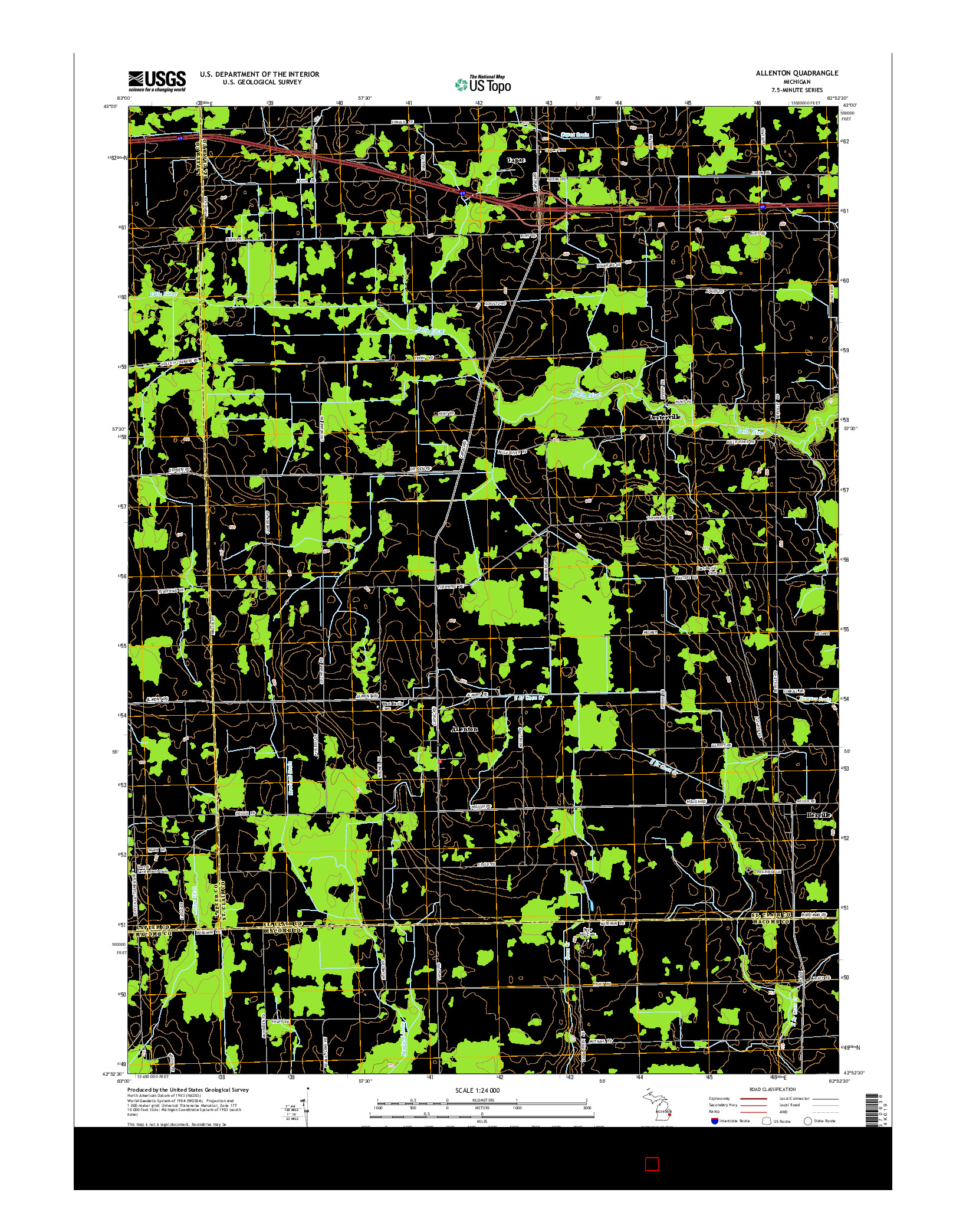 USGS US TOPO 7.5-MINUTE MAP FOR ALLENTON, MI 2014