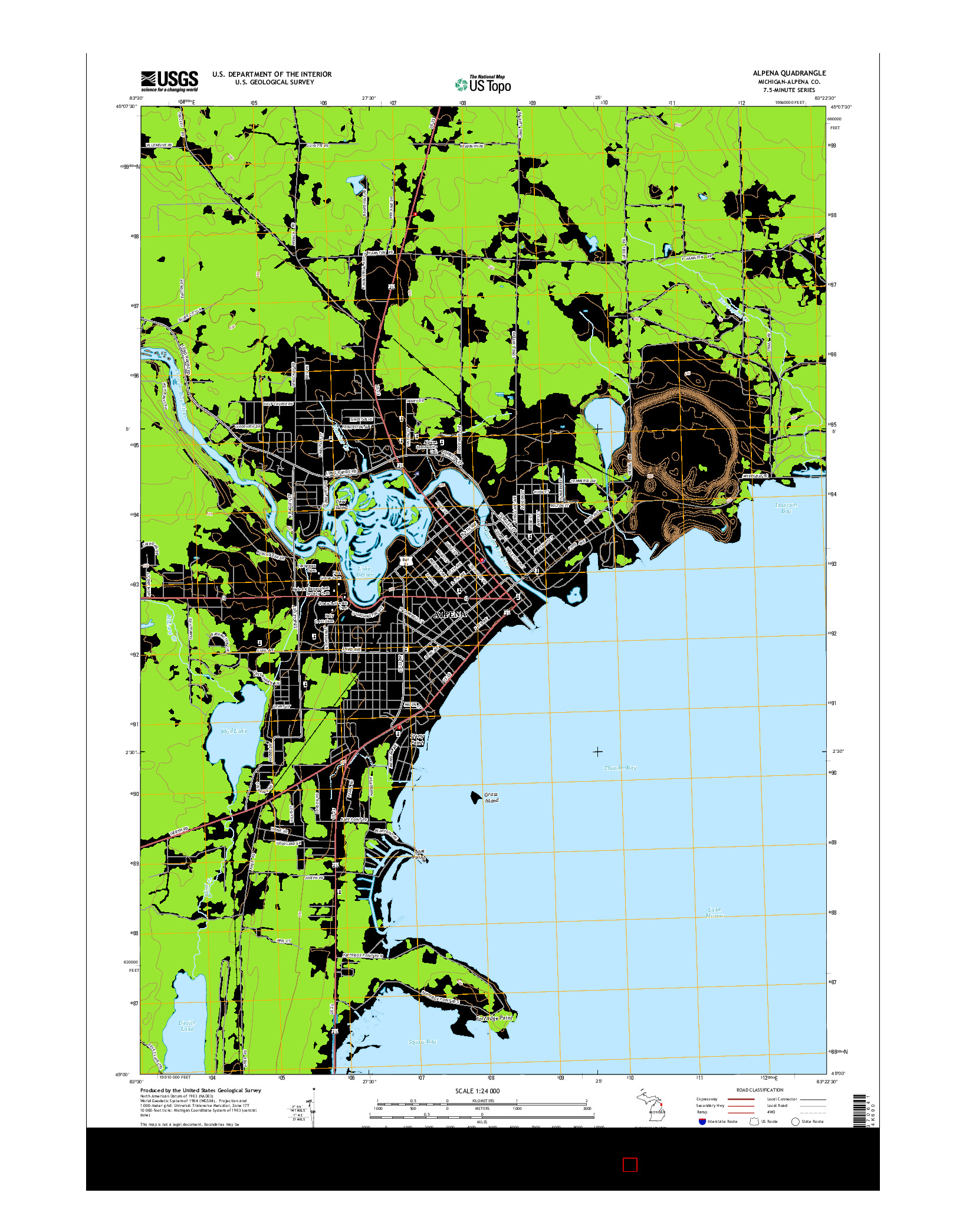 USGS US TOPO 7.5-MINUTE MAP FOR ALPENA, MI 2014