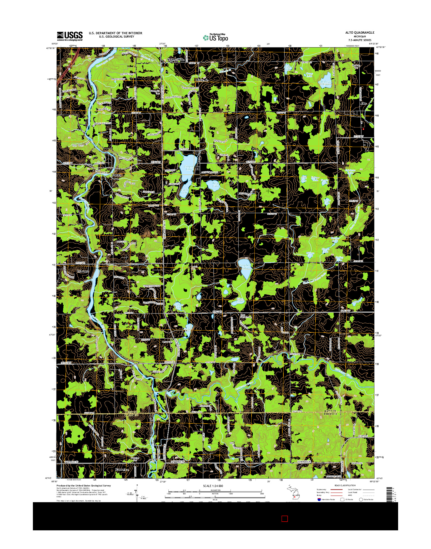 USGS US TOPO 7.5-MINUTE MAP FOR ALTO, MI 2014