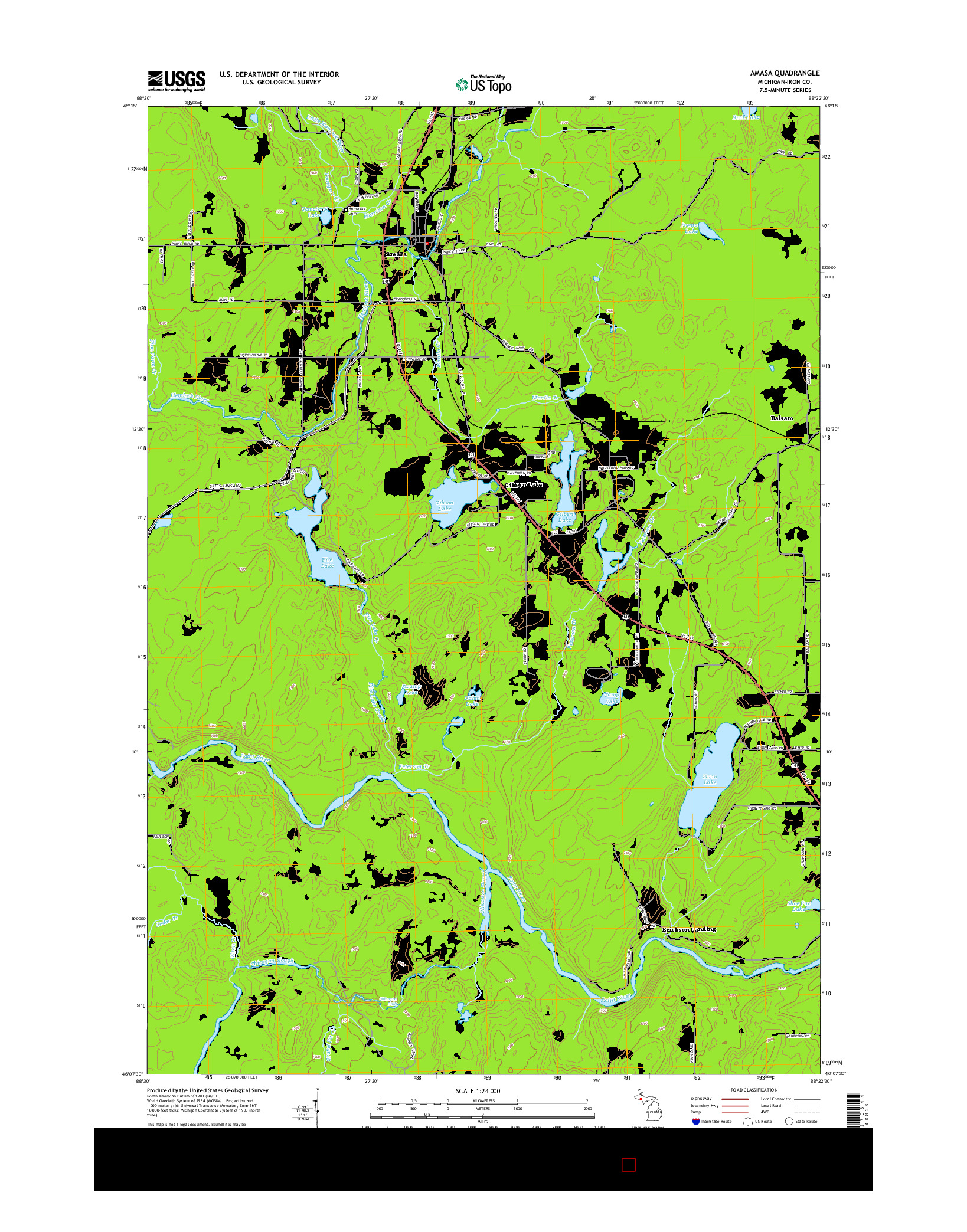 USGS US TOPO 7.5-MINUTE MAP FOR AMASA, MI 2014