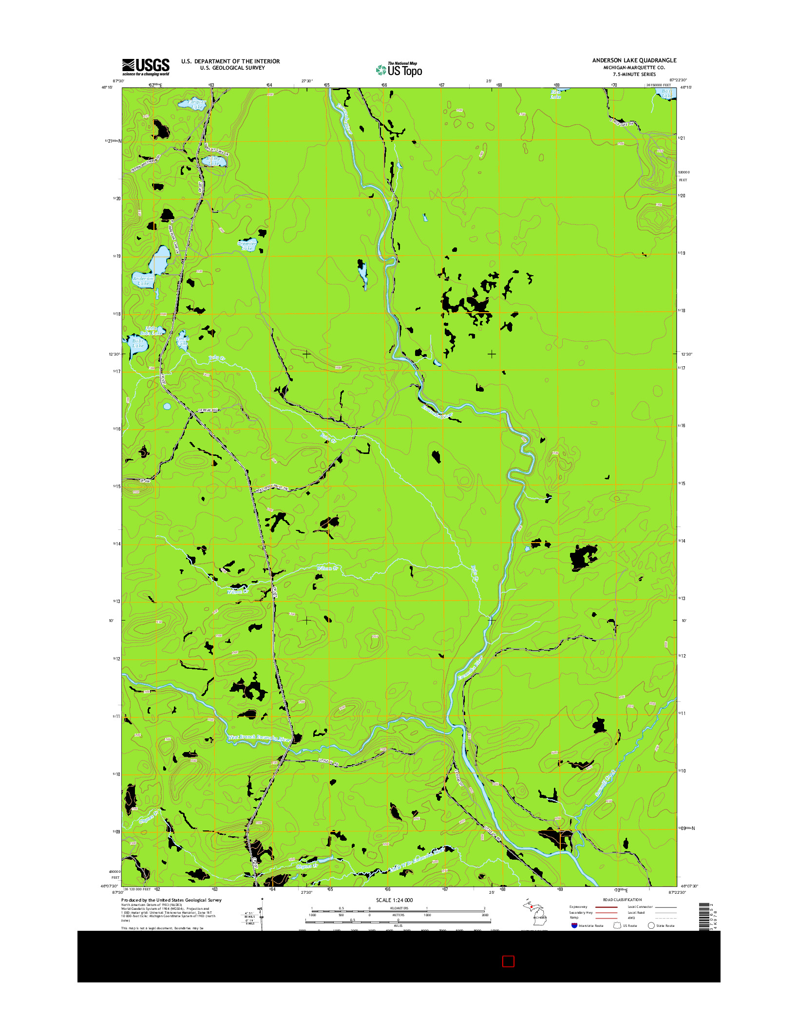 USGS US TOPO 7.5-MINUTE MAP FOR ANDERSON LAKE, MI 2014