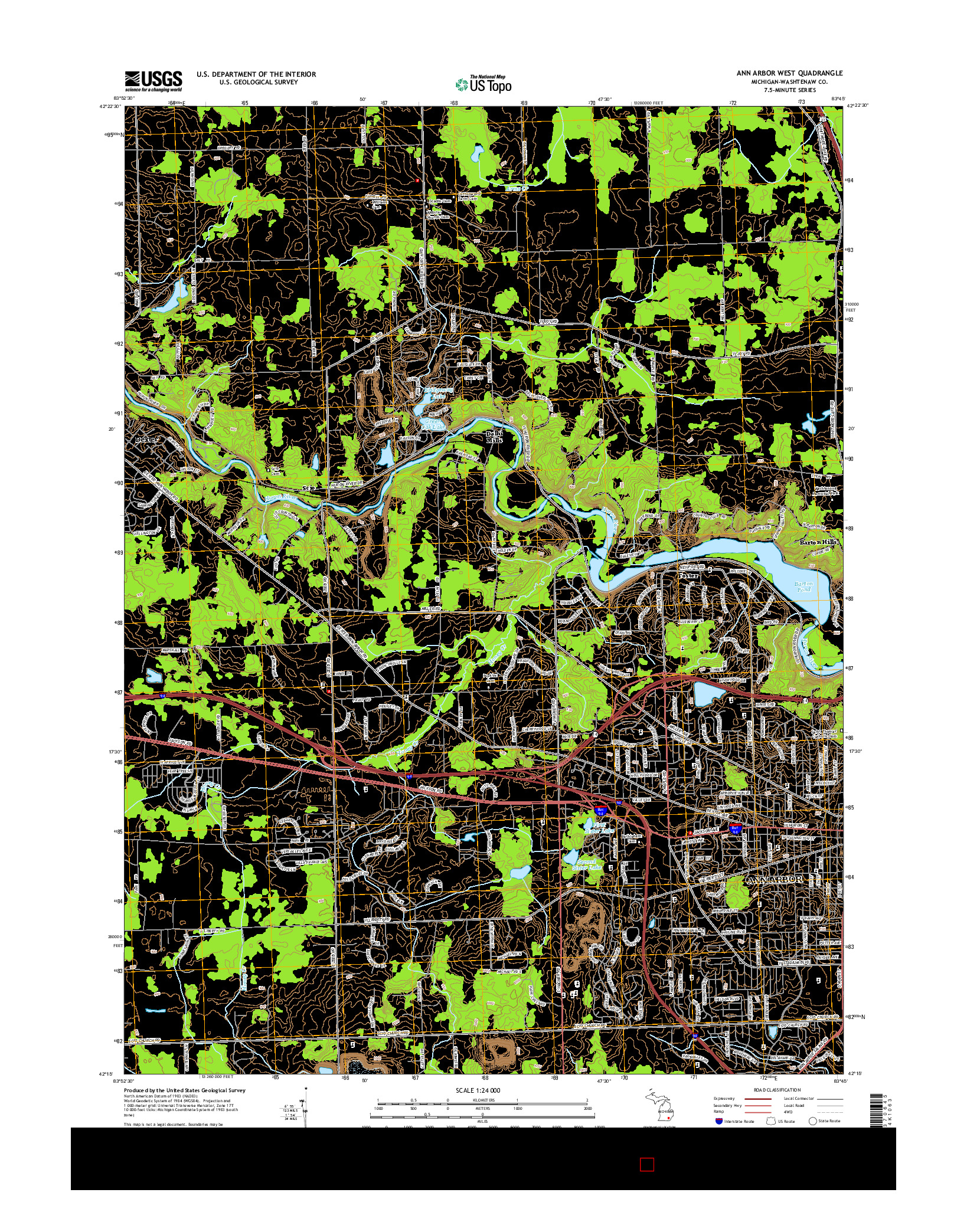 USGS US TOPO 7.5-MINUTE MAP FOR ANN ARBOR WEST, MI 2014