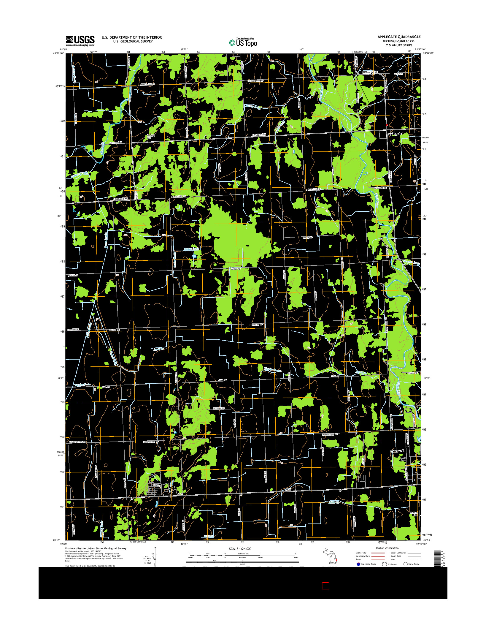 USGS US TOPO 7.5-MINUTE MAP FOR APPLEGATE, MI 2014