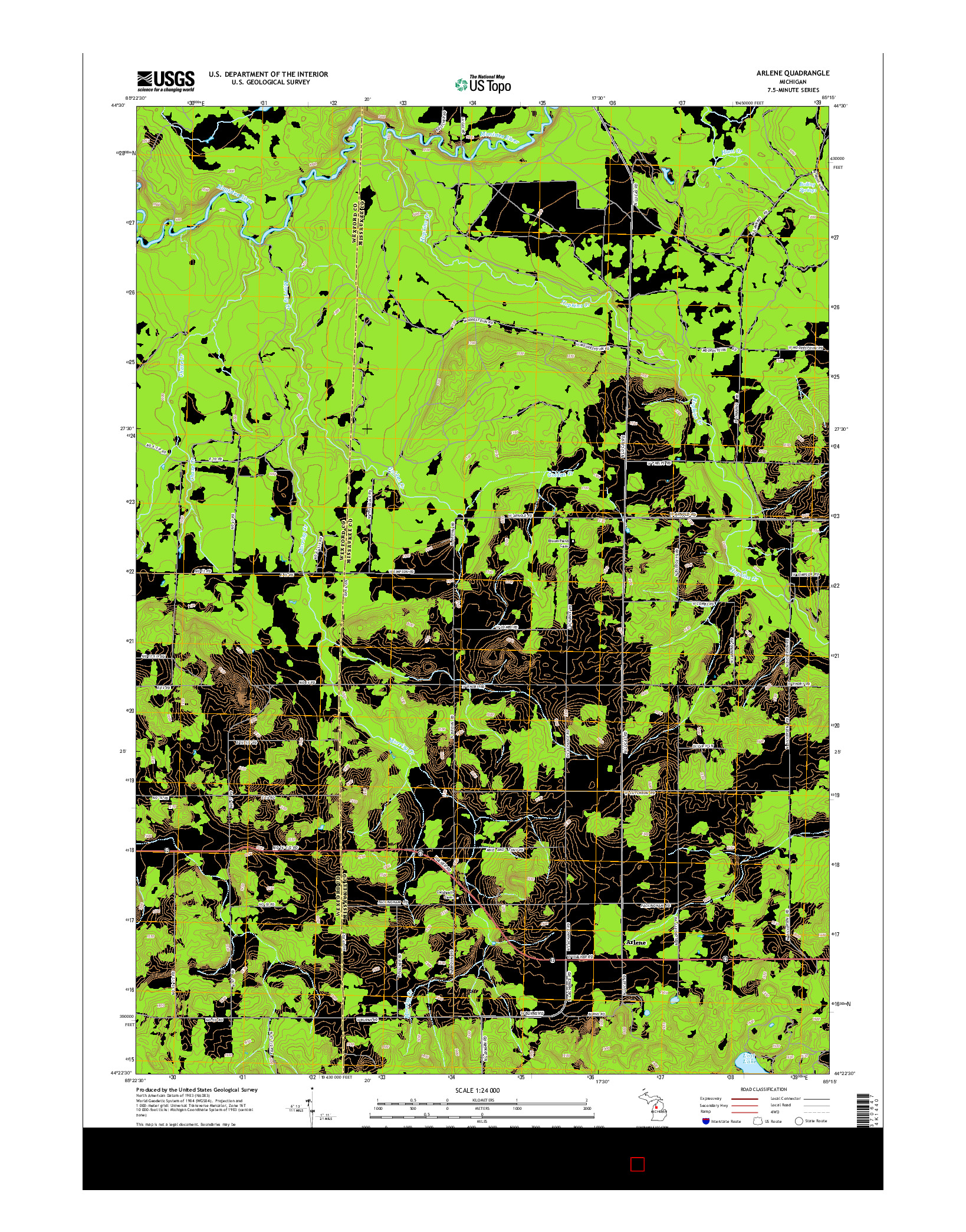 USGS US TOPO 7.5-MINUTE MAP FOR ARLENE, MI 2014