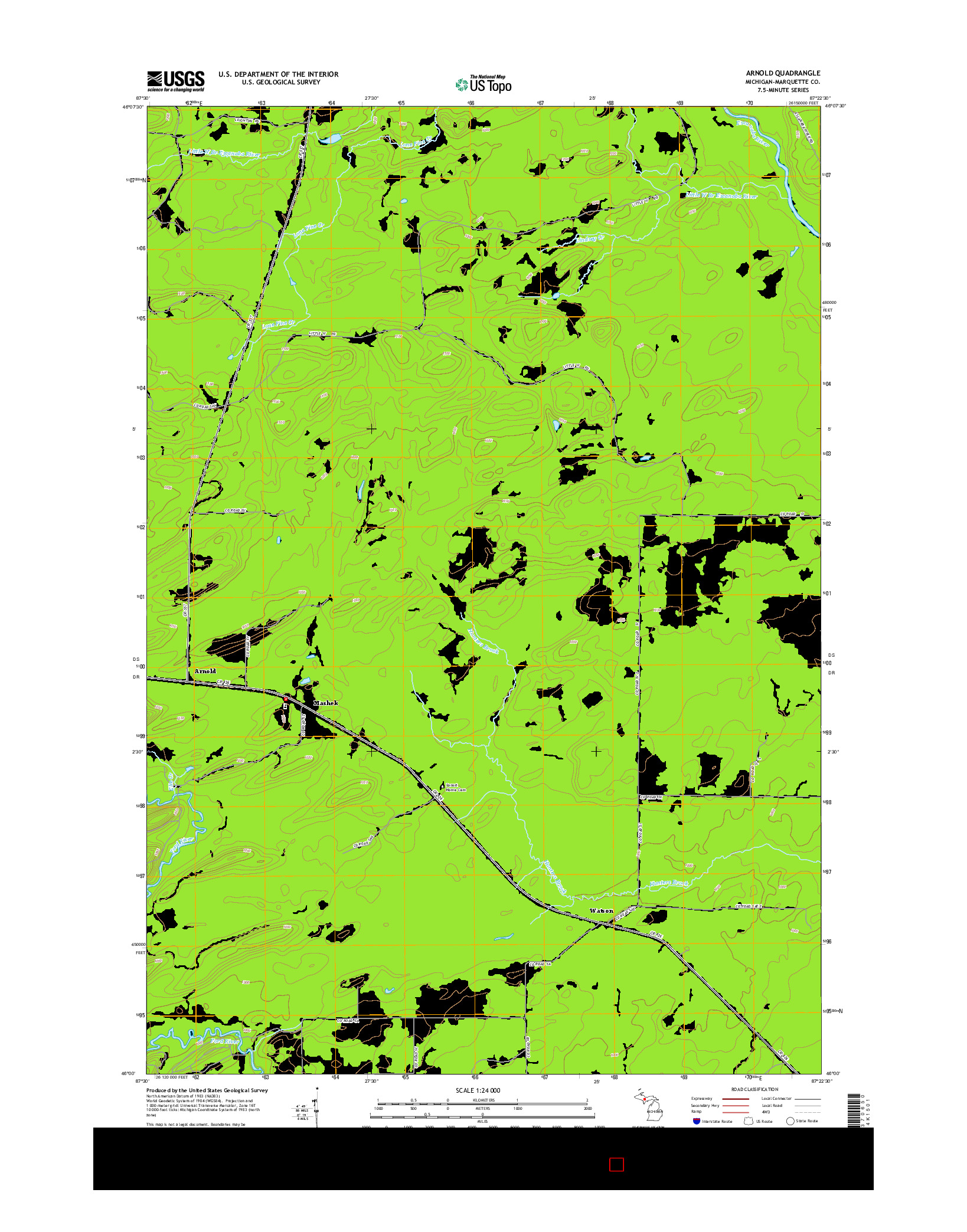 USGS US TOPO 7.5-MINUTE MAP FOR ARNOLD, MI 2014