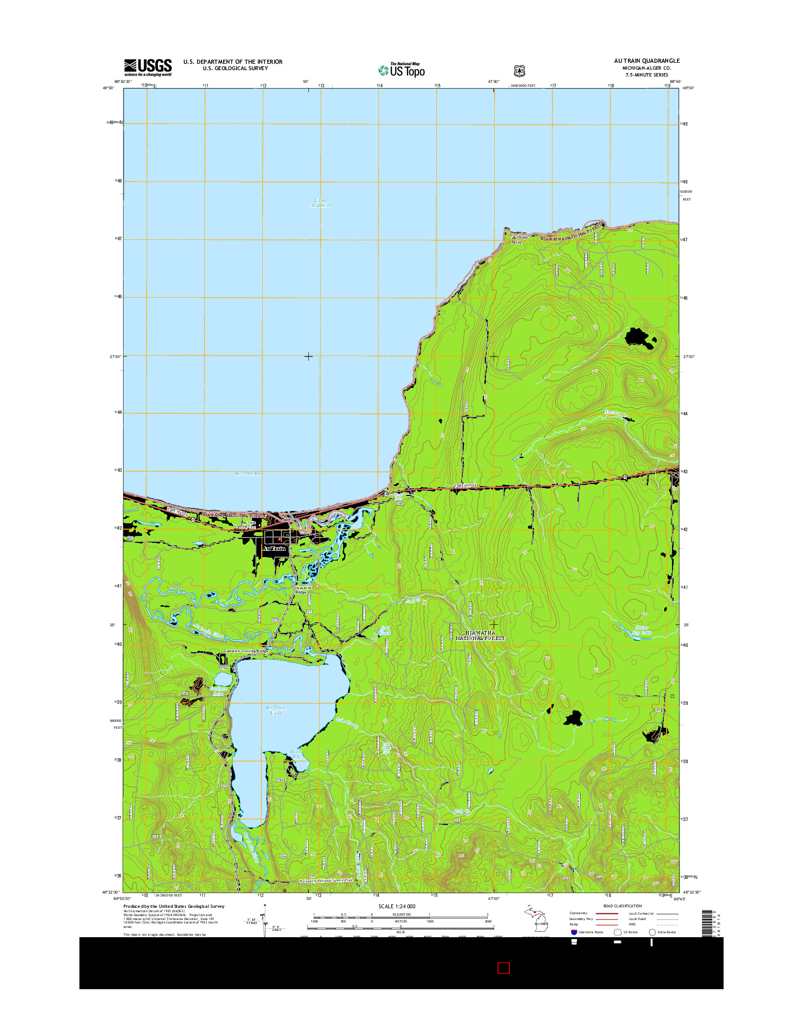 USGS US TOPO 7.5-MINUTE MAP FOR AU TRAIN, MI 2014